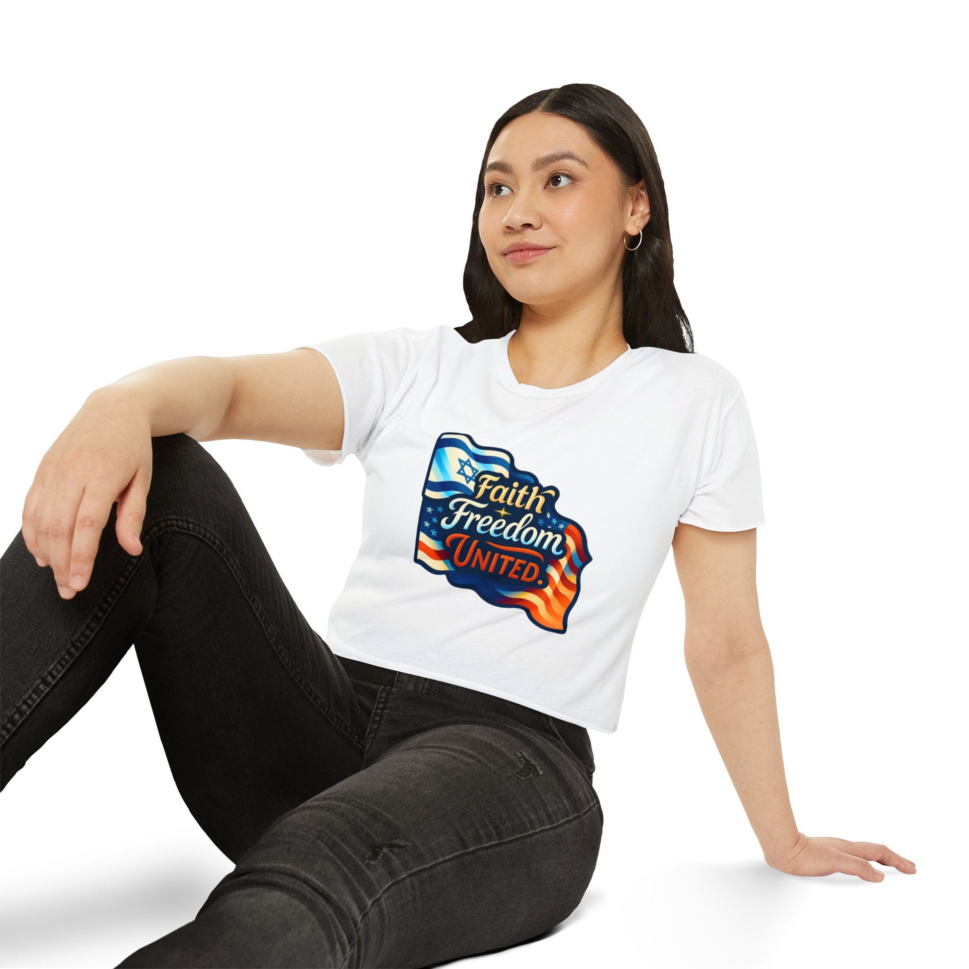 Faith Freedom United Women's Festival Crop Top - American Zionist