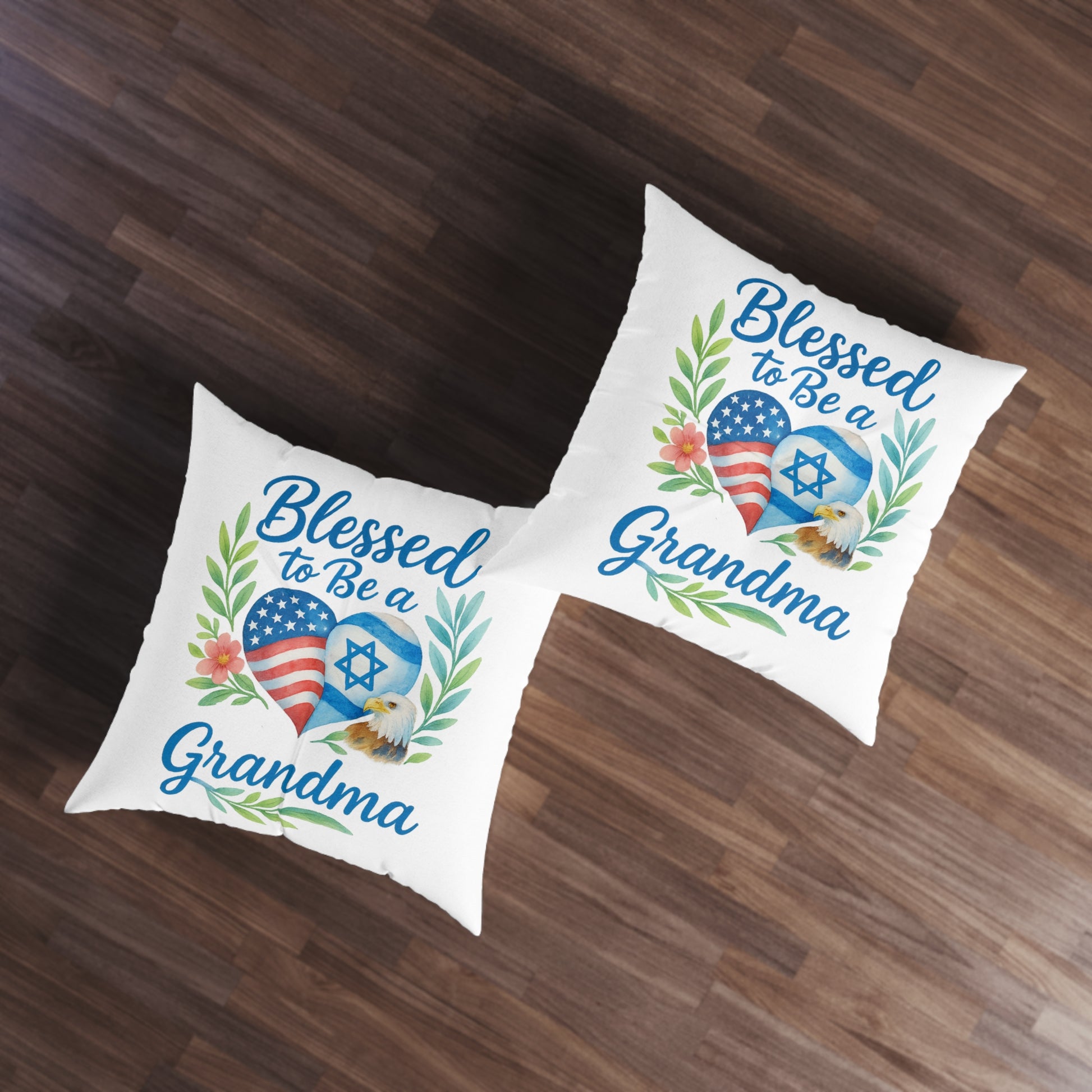 Blessed To Be A Grandma Tufted Floor Pillow, Square - American Zionist