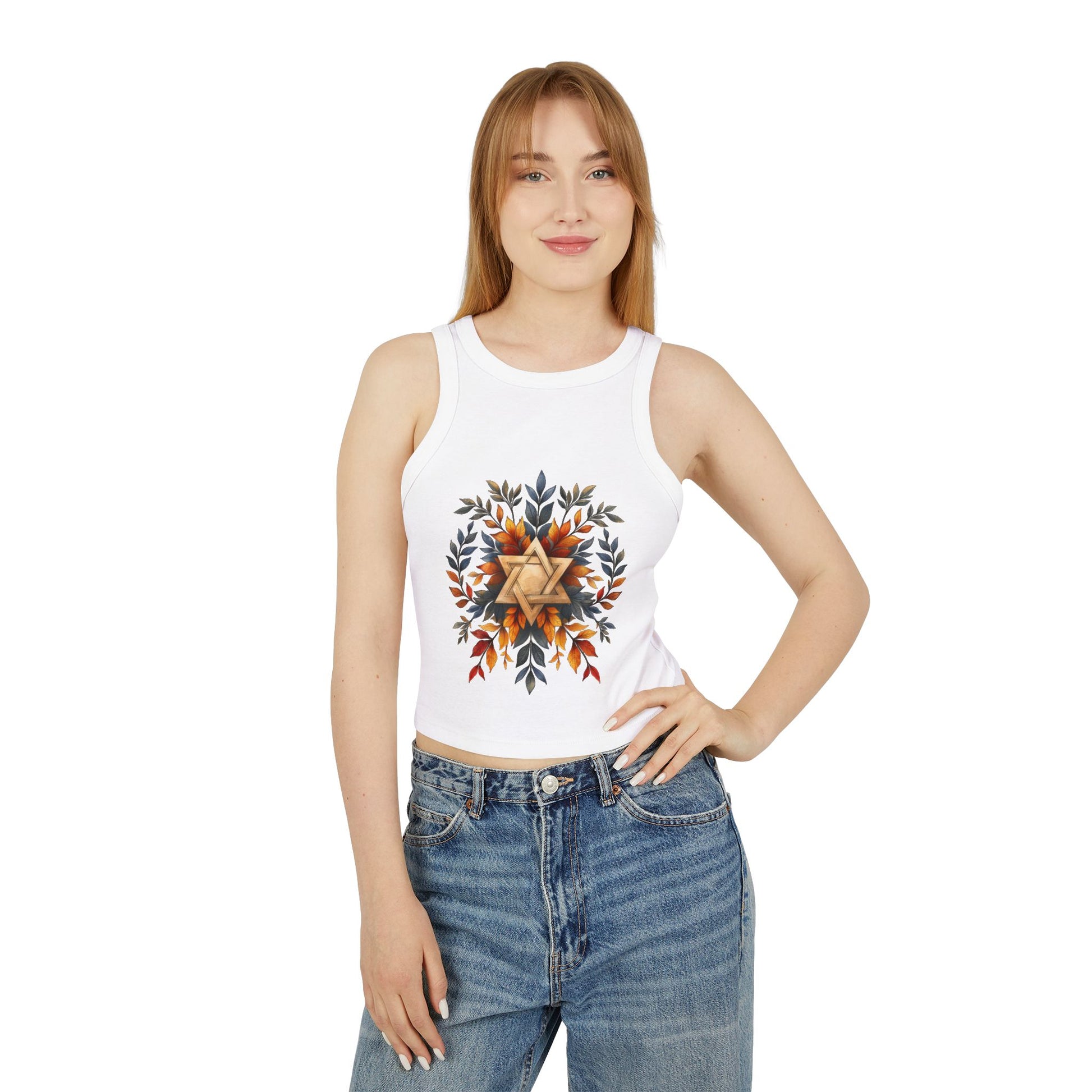 Star of David Wreath Women's Micro Rib Racer Tank Top - American Zionist