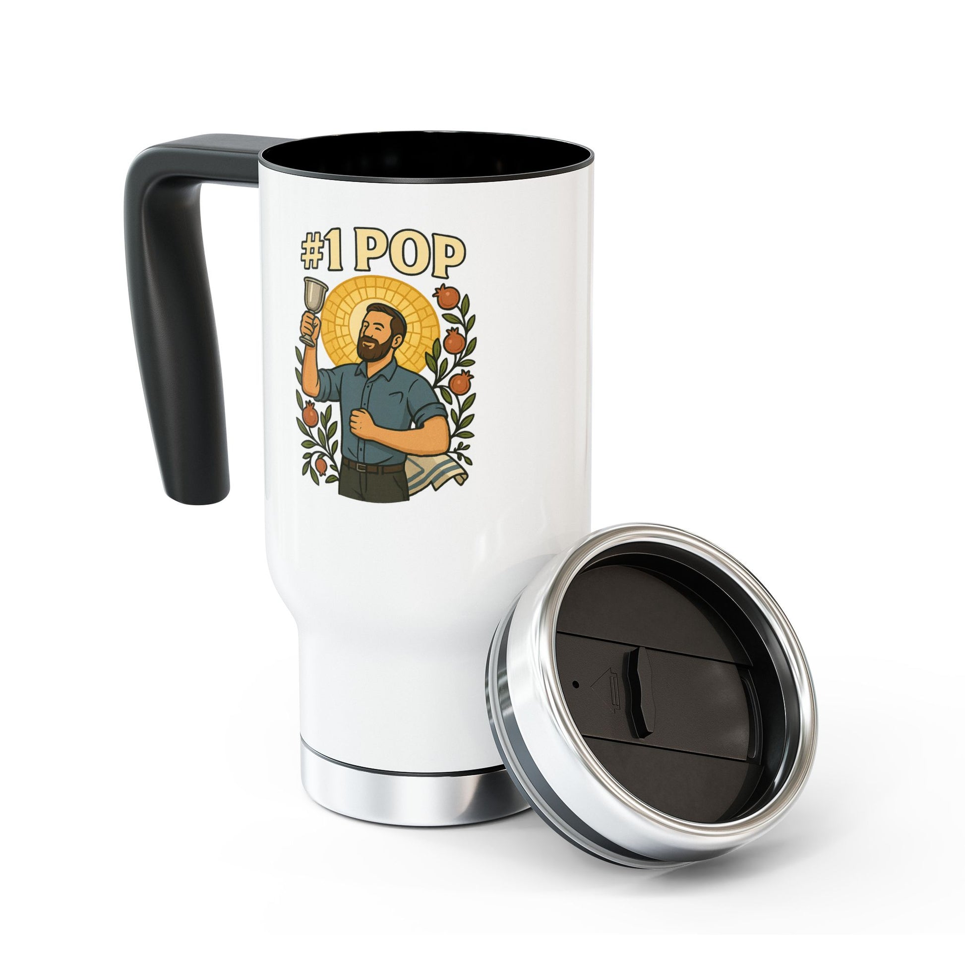 1 Pop Stainless Steel Travel Mug with Handle, 14oz - American Zionist