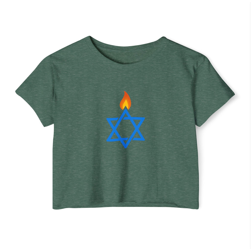 Fire Stars Of David Women's Festival Crop Top - American Zionist