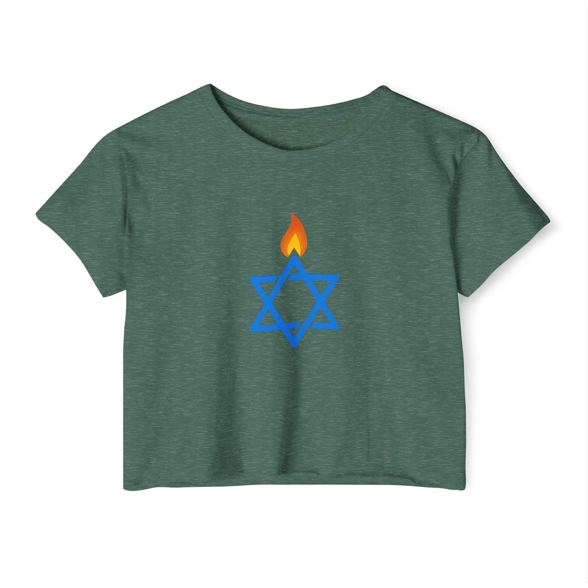 Fire Stars Of David Women's Festival Crop Top - American Zionist