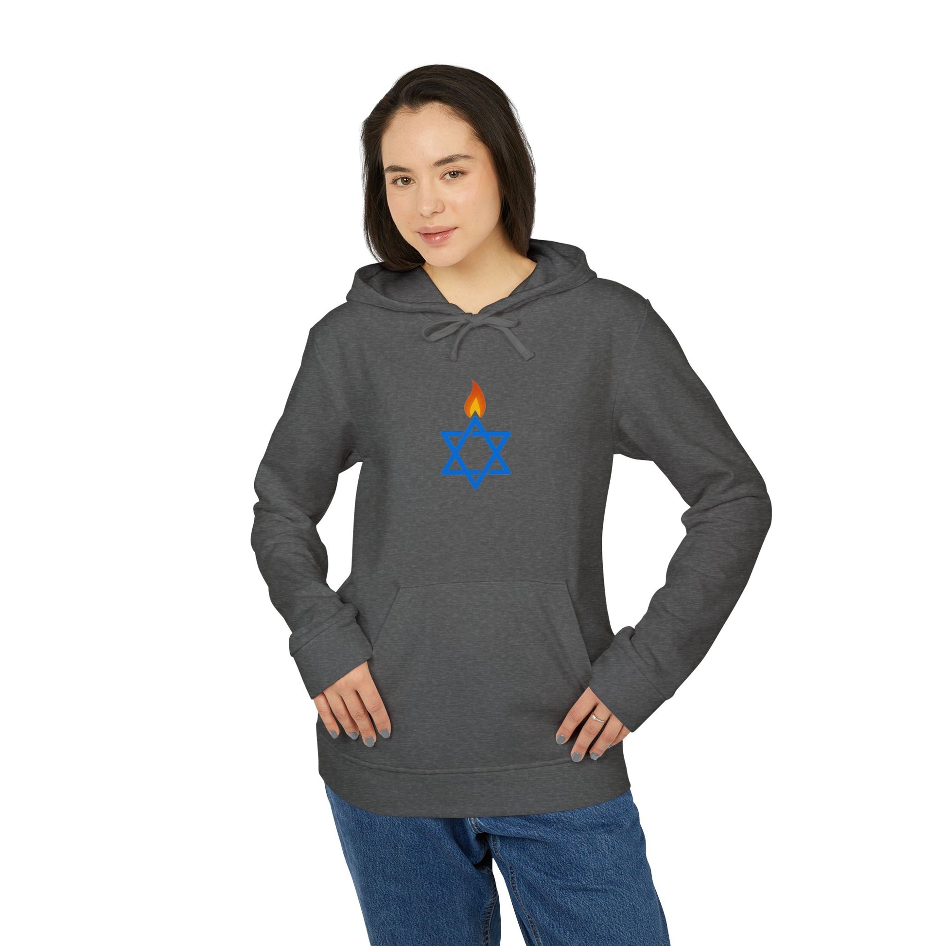 Fire Stars Of David Adidas Unisex Fleece Hoodie - American Zionist