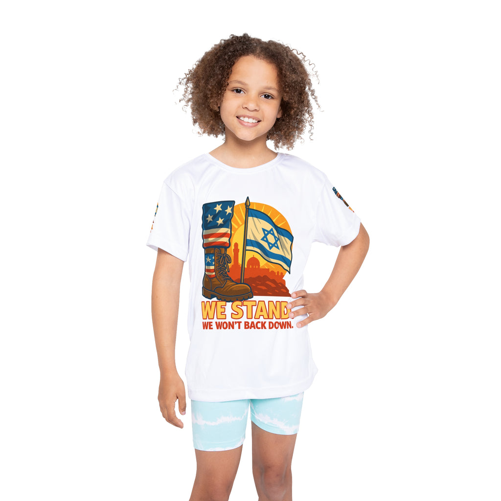 We Stand Kids Sports Jersey (AOP) - American Zionist