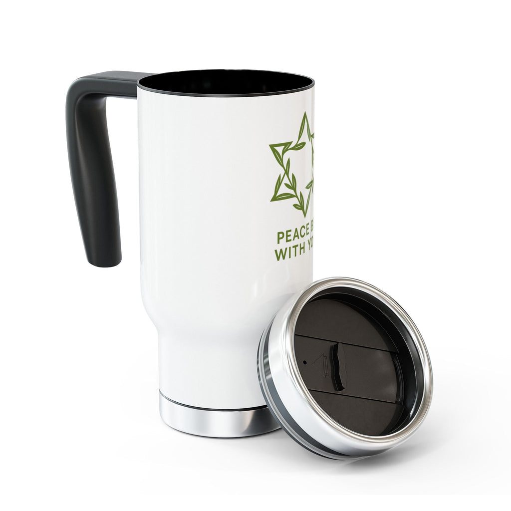 Peacewoven Star Stainless Steel Travel Mug with Handle, 14oz - American Zionist