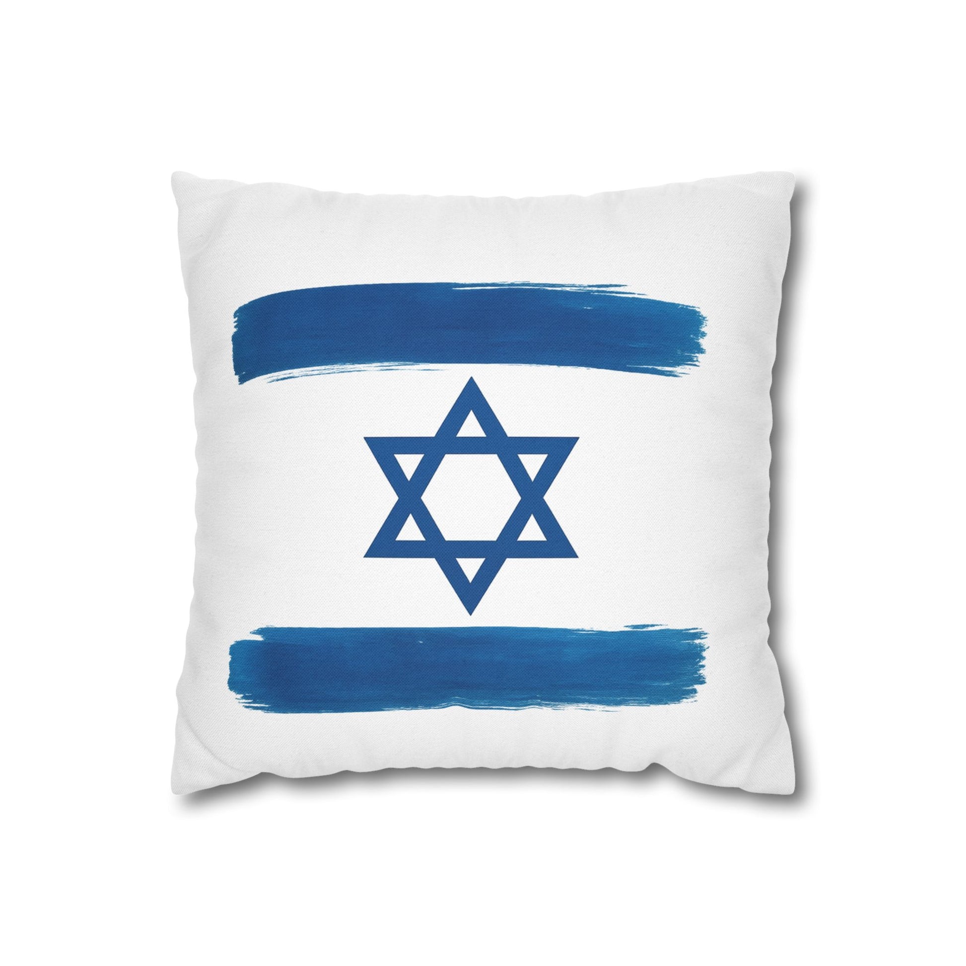 Blue Stars Of David Spun Polyester Square Pillowcase - American Zionist