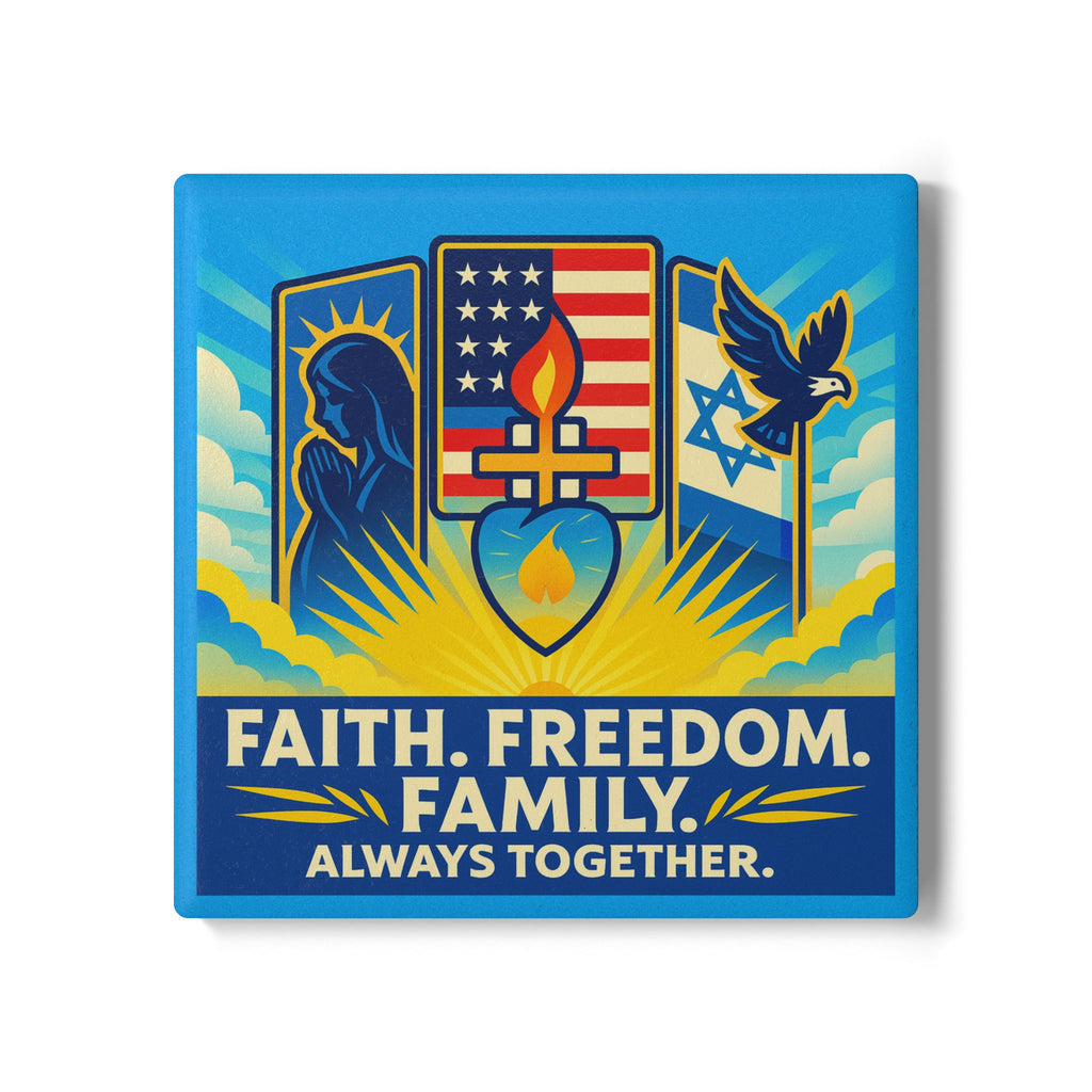 Guided by Faith's Flame Ceramic Coaster - American Zionist