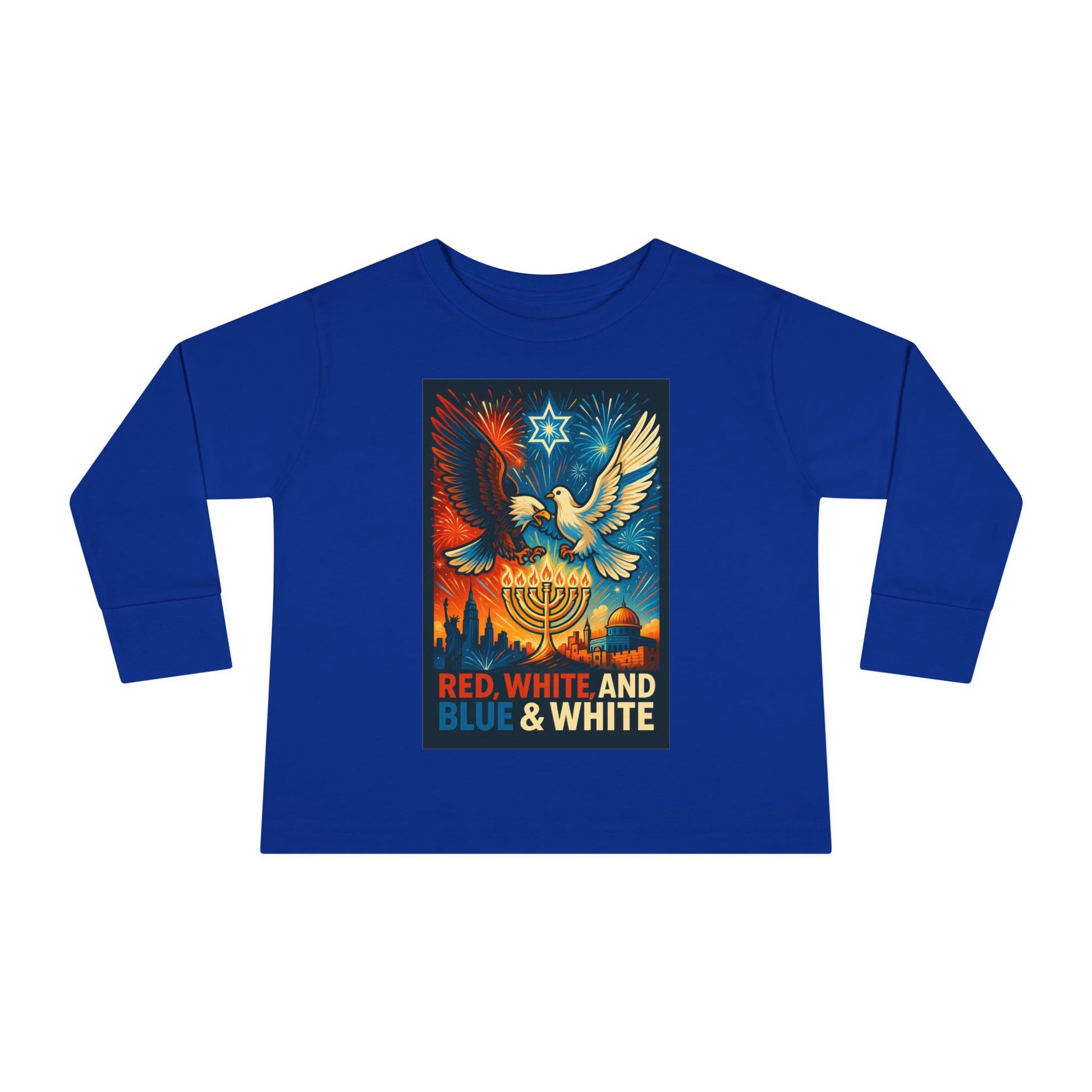 Red White and Blue Toddler Long Sleeve Tee - American Zionist