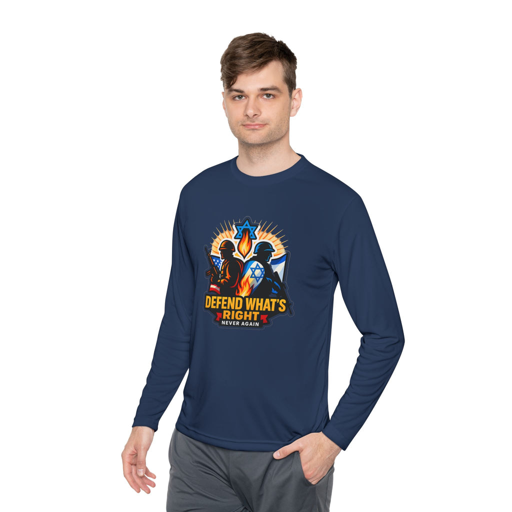 Defend What's Right Unisex Lightweight Long Sleeve Tee - American Zionist