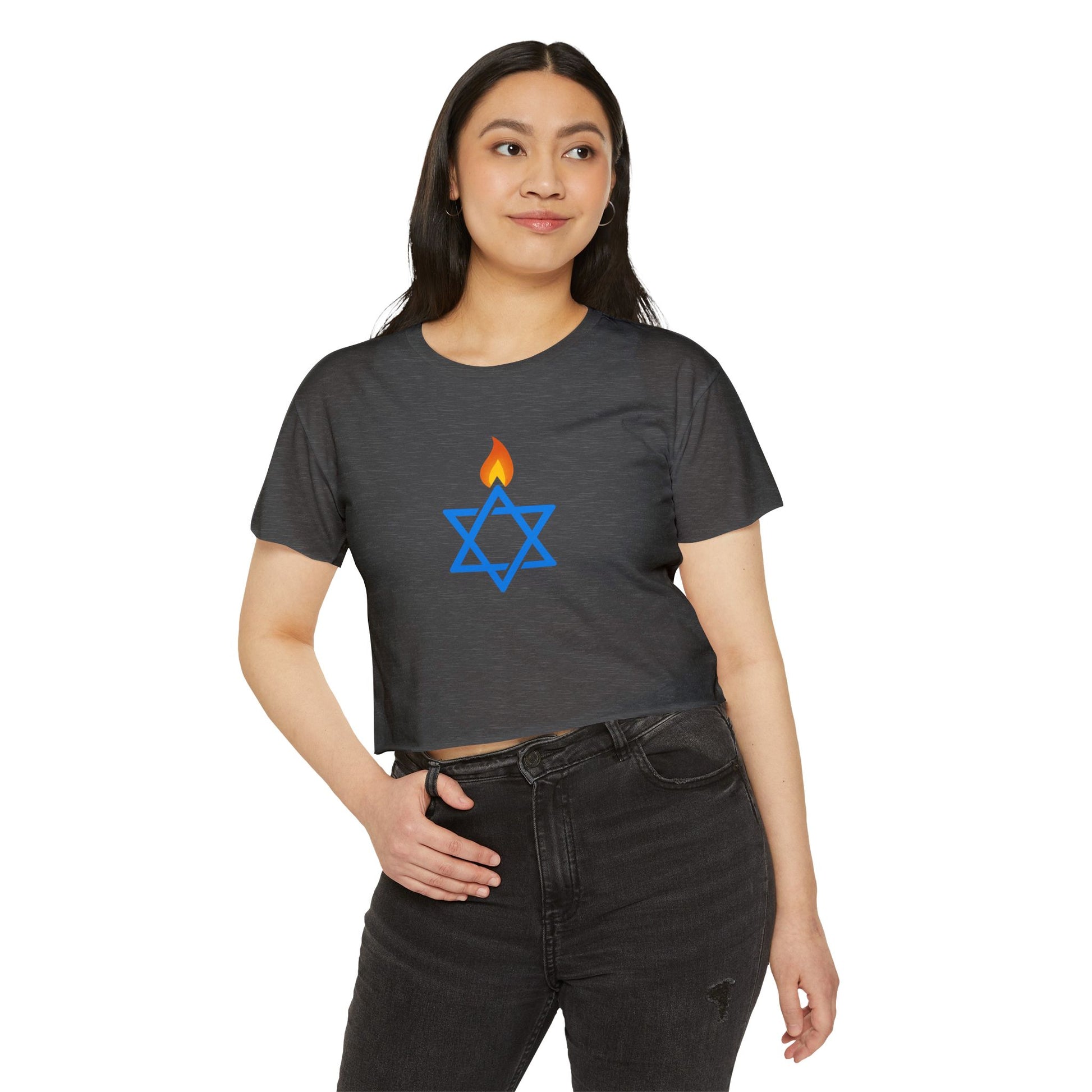 Fire Stars Of David Women's Festival Crop Top - American Zionist