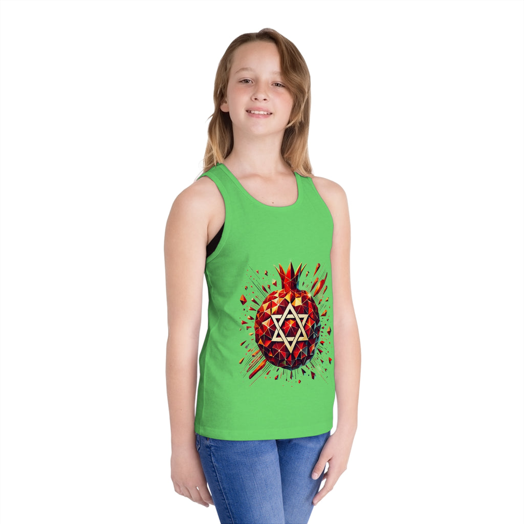 Pomegranate Star of David Kid's Jersey Tank Top - American Zionist