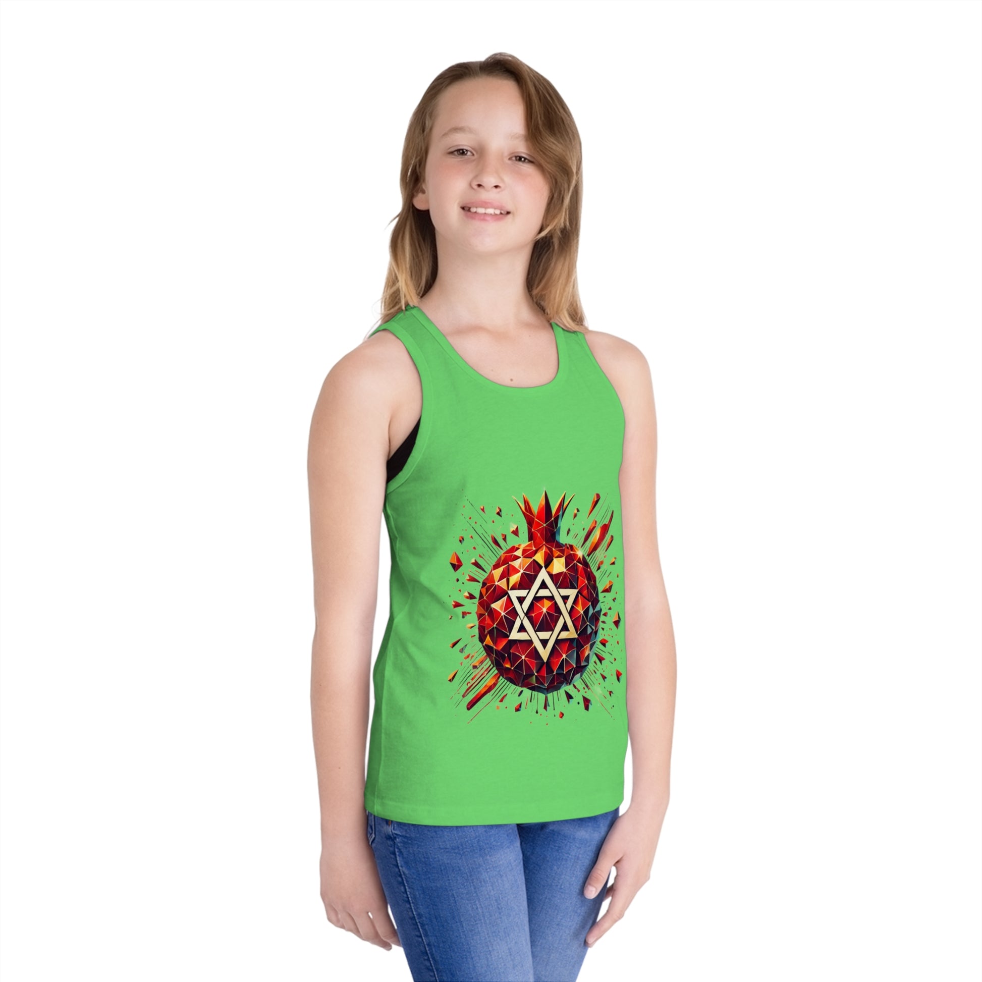 Pomegranate Star of David Kid's Jersey Tank Top - American Zionist