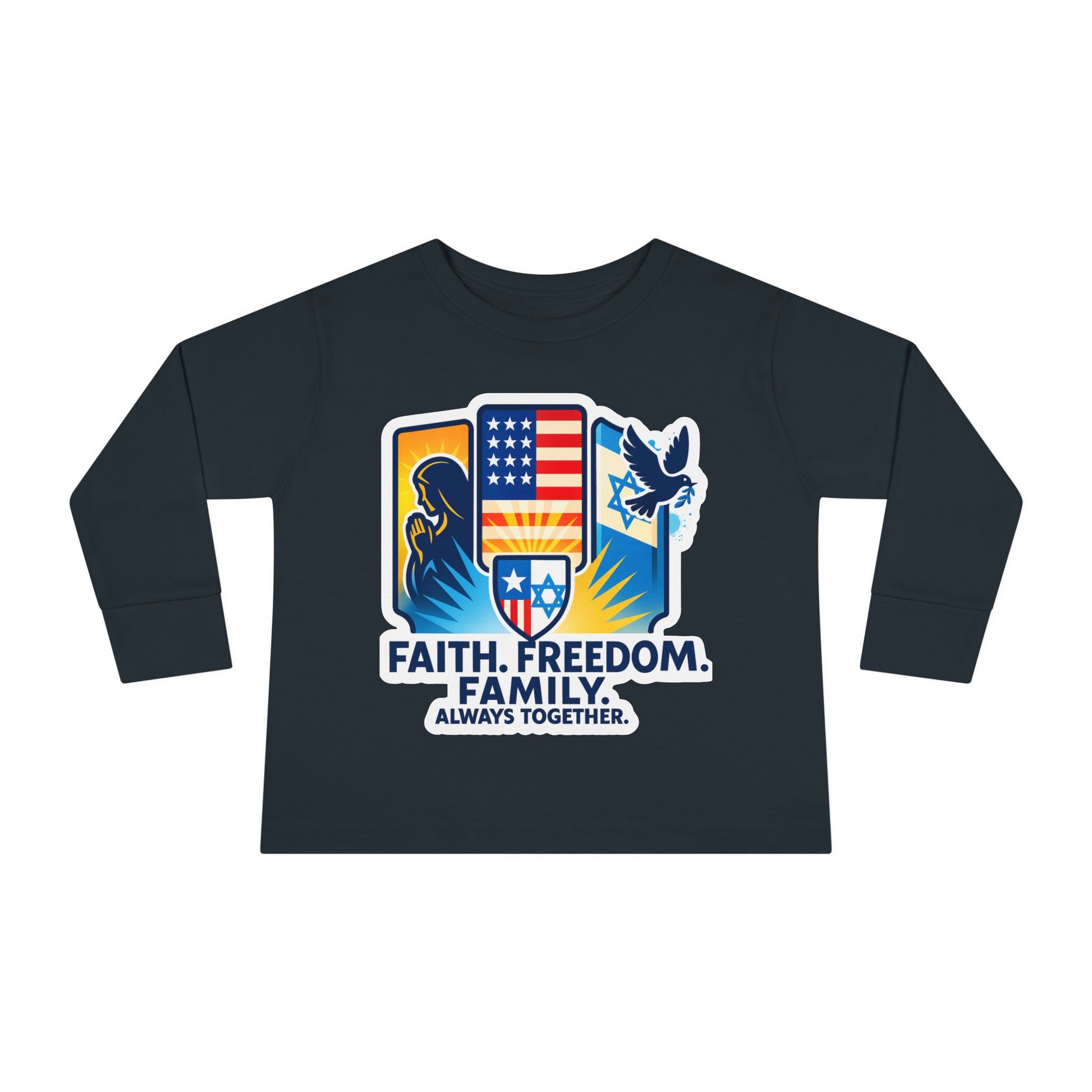 Faith Freedom Family Toddler Long Sleeve Tee - American Zionist