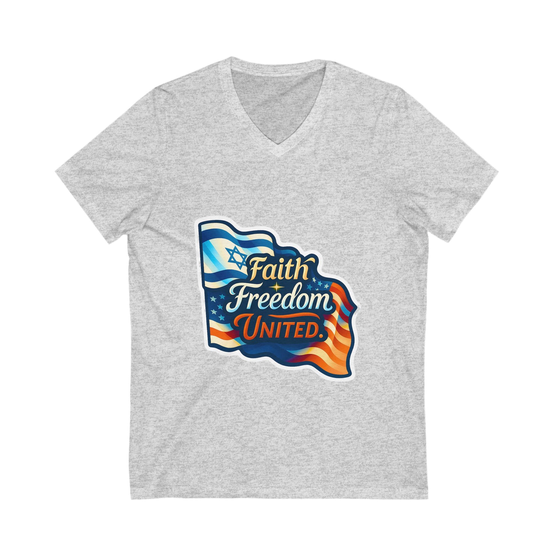 Faith Freedom United Unisex Jersey Short Sleeve V - Neck Tee - American Zionist