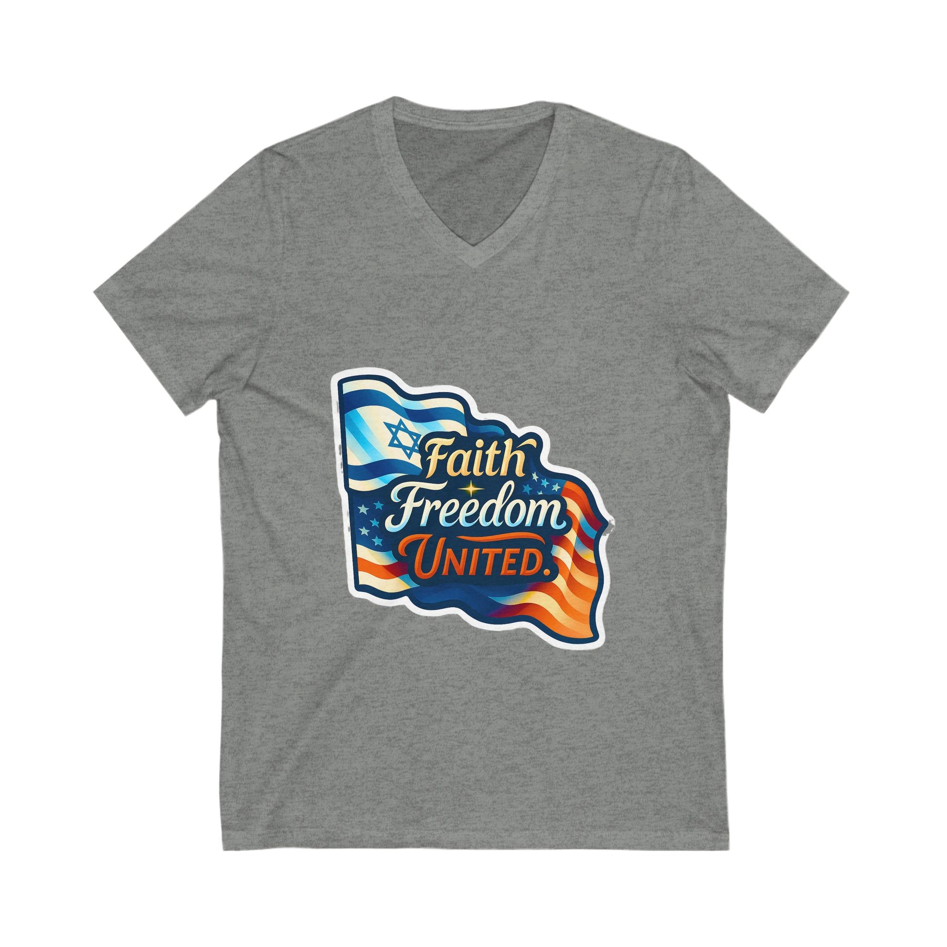 Faith Freedom United Unisex Jersey Short Sleeve V - Neck Tee - American Zionist