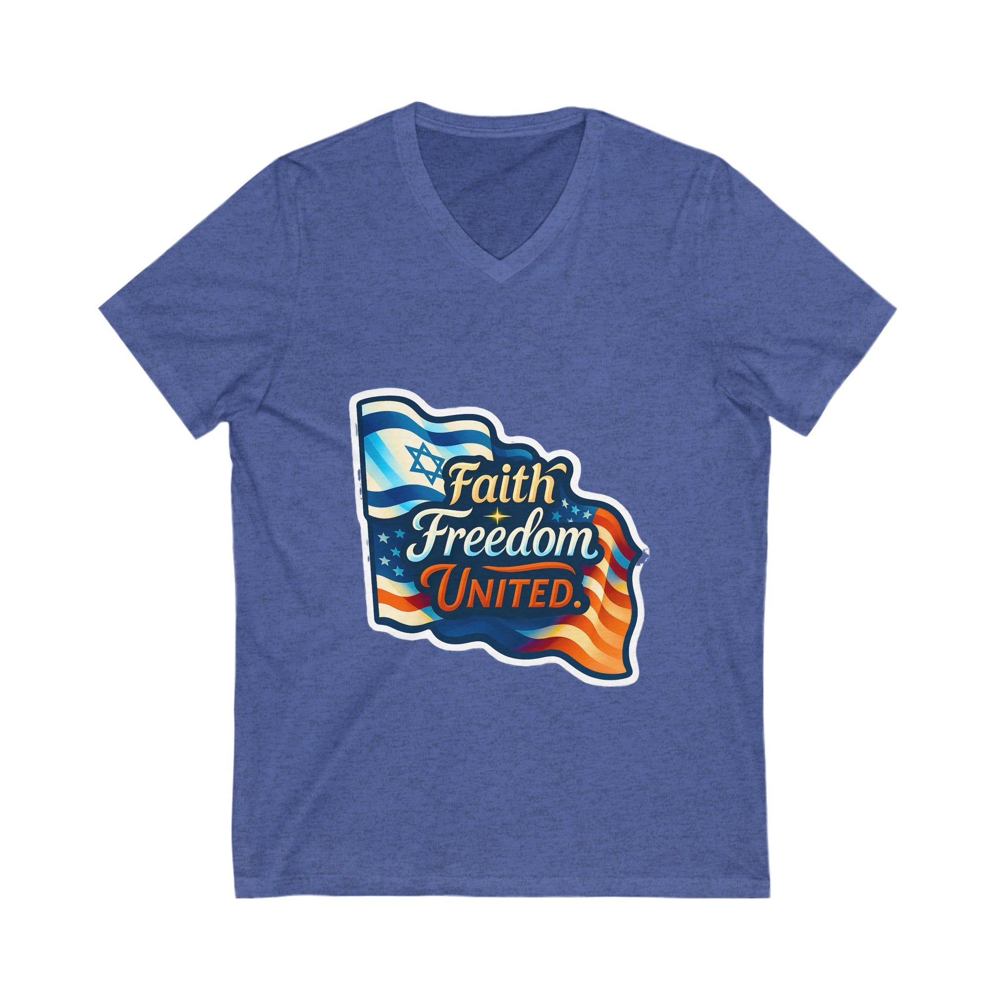 Faith Freedom United Unisex Jersey Short Sleeve V - Neck Tee - American Zionist