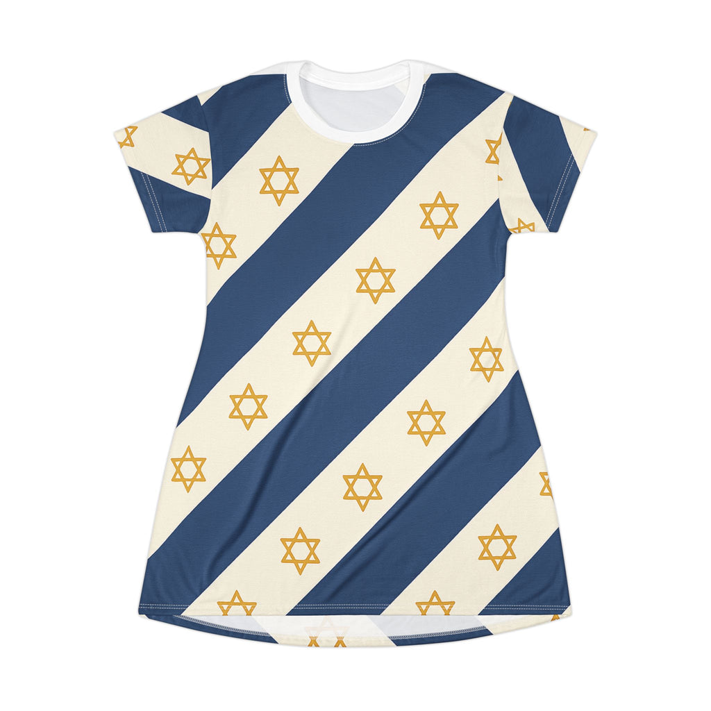 Israel Regalia Stripe T-Shirt Dress (AOP) - American Zionist