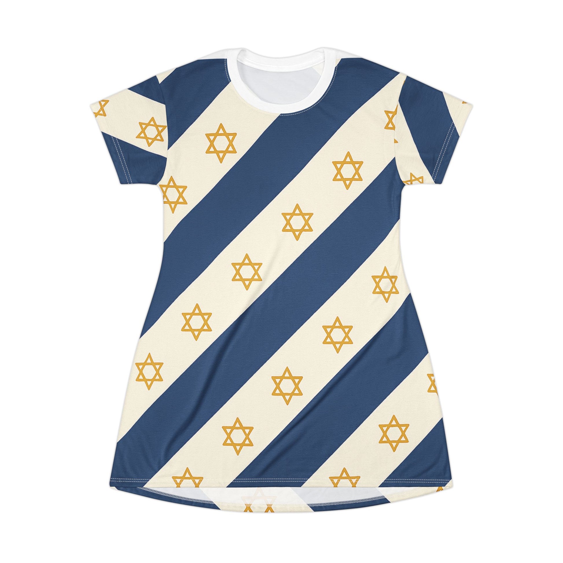 Israel Regalia Stripe T-Shirt Dress (AOP) - American Zionist