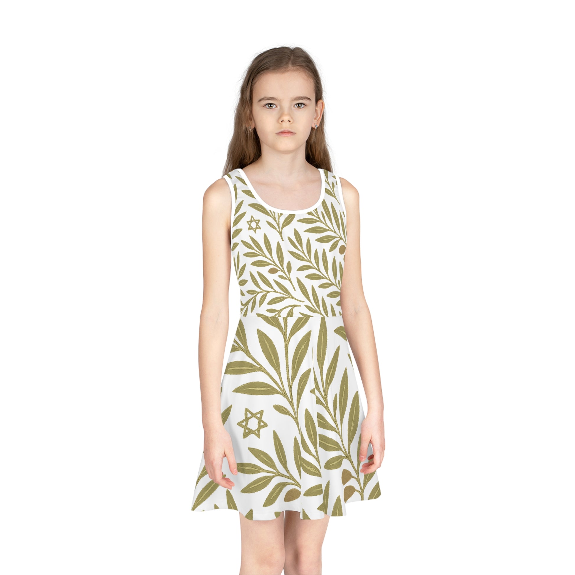 Olive Bloom Girls' Sleeveless Sundress (AOP) - American Zionist