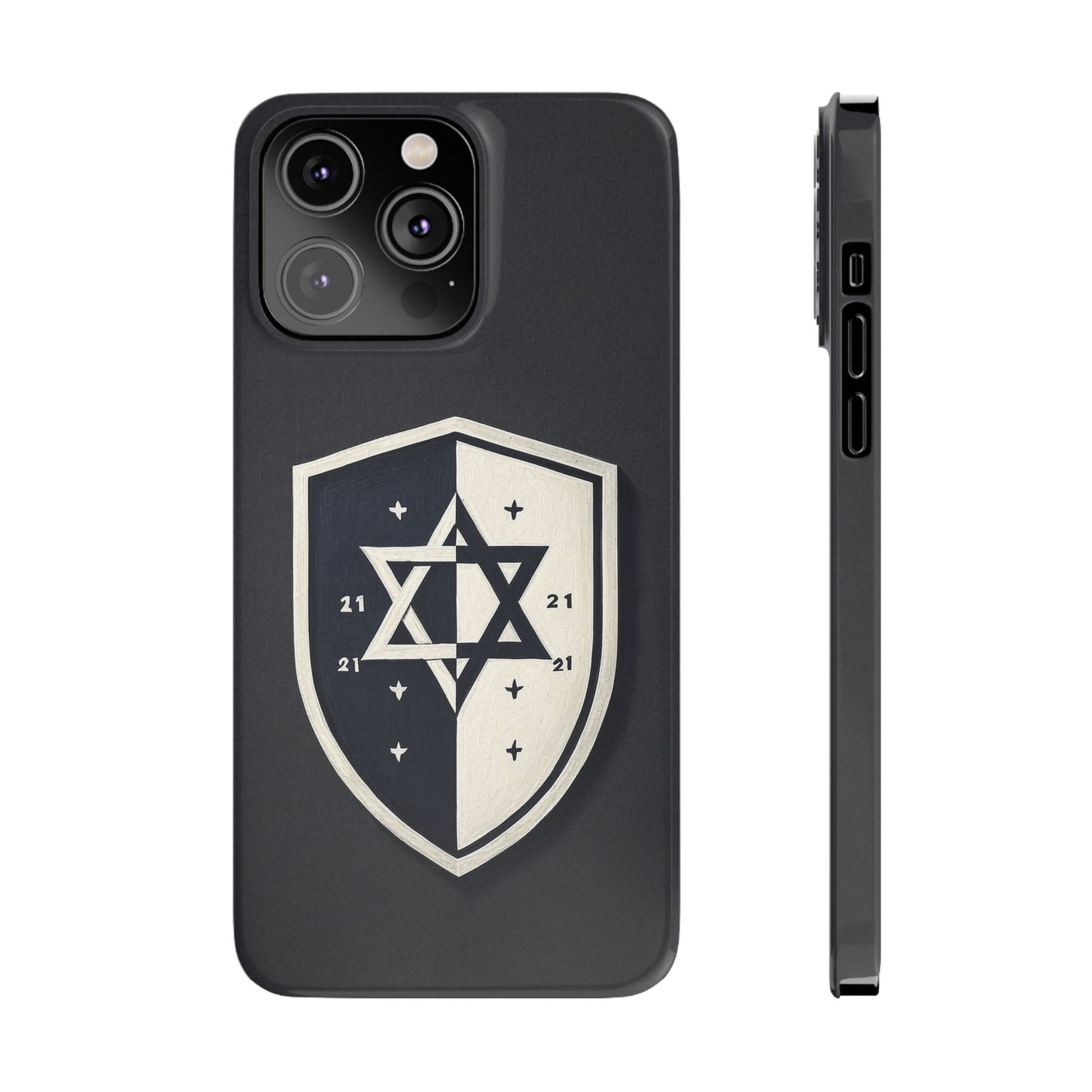 Black and White Shield Slim Phone Cases - American Zionist
