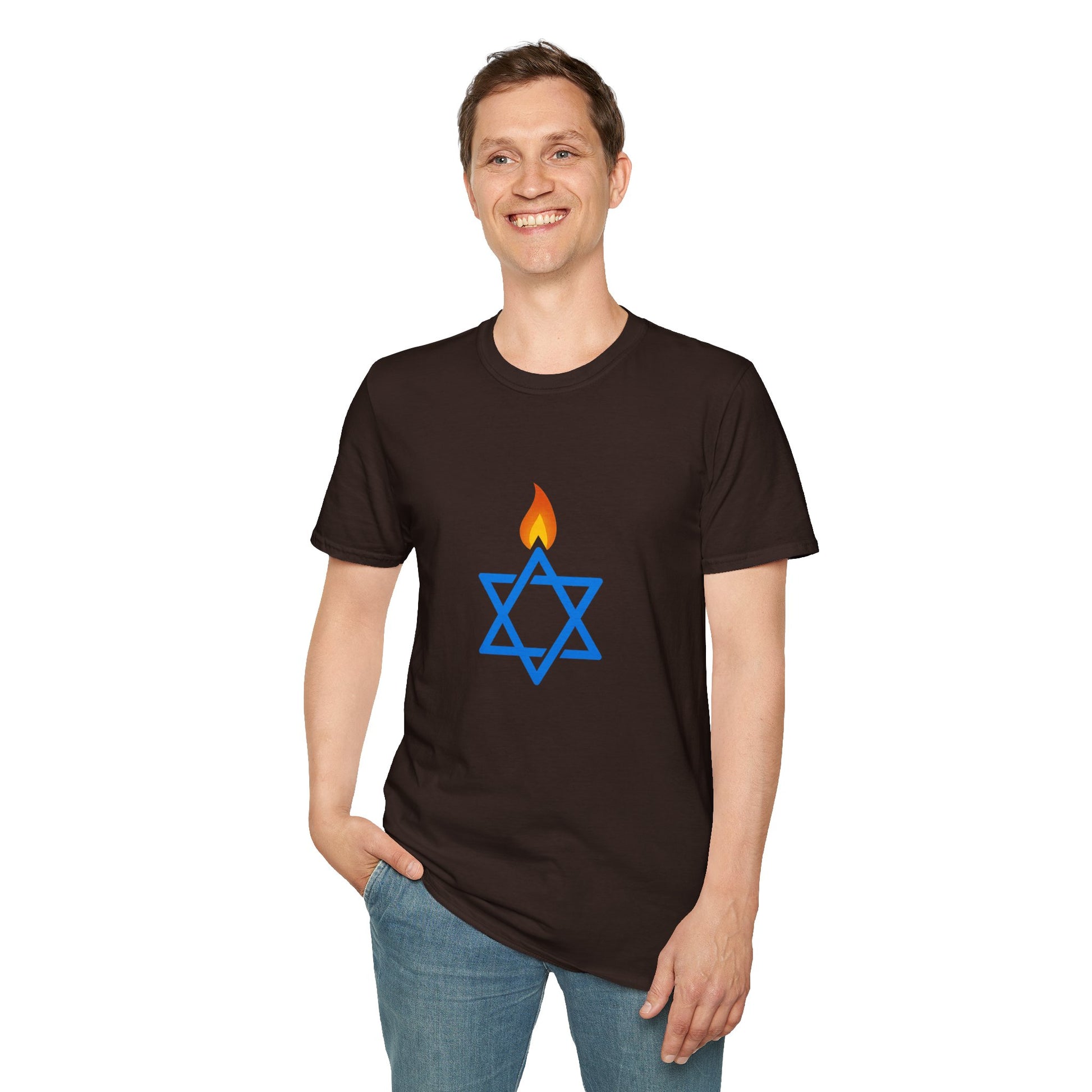 Fire Stars Of David Unisex Softstyle T-Shirt - American Zionist