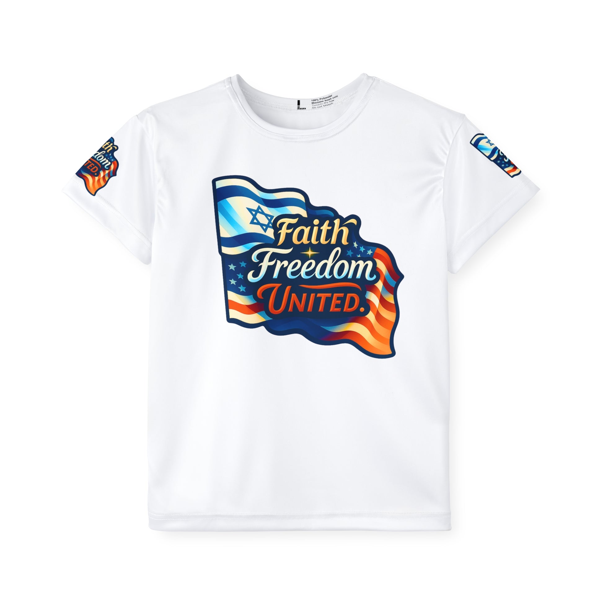 Faith Freedom United Kids Sports Jersey (AOP) - American Zionist