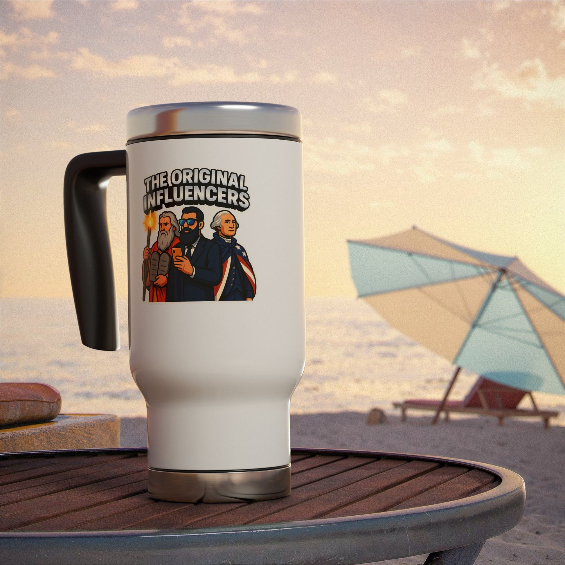 Bright Original Influencers Stainless Steel Travel Mug with Handle, 14oz - American Zionist