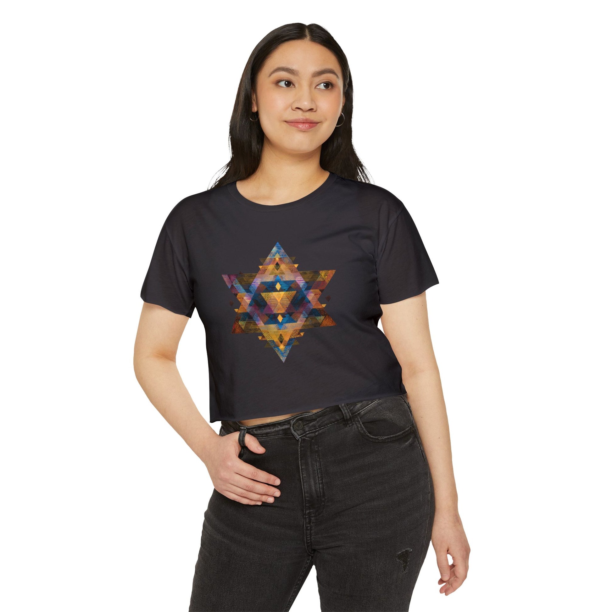Star of David Geometric Women's Festival Crop Top - American Zionist