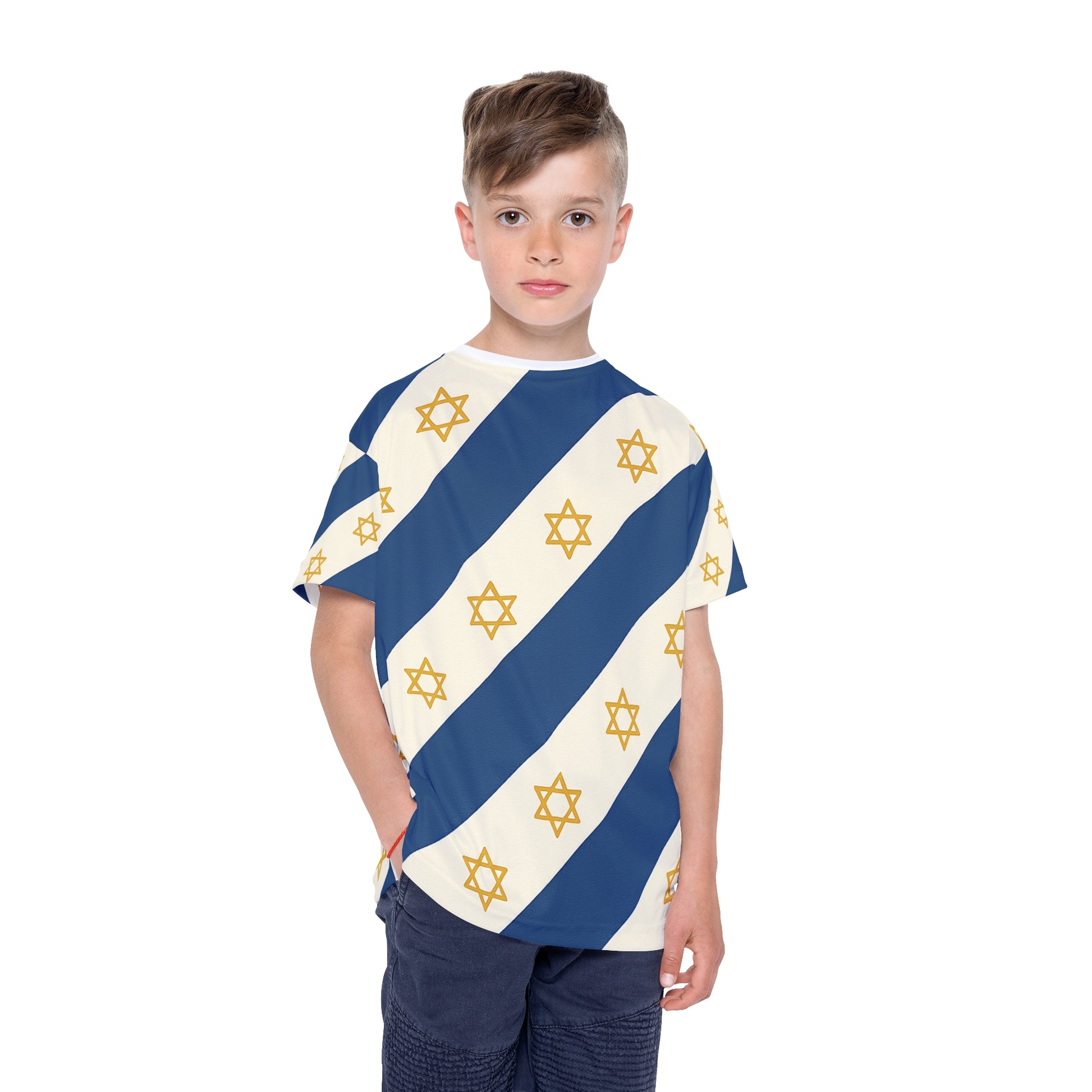 Israel Regalia Stripe Kids Sports Jersey (AOP) - American Zionist