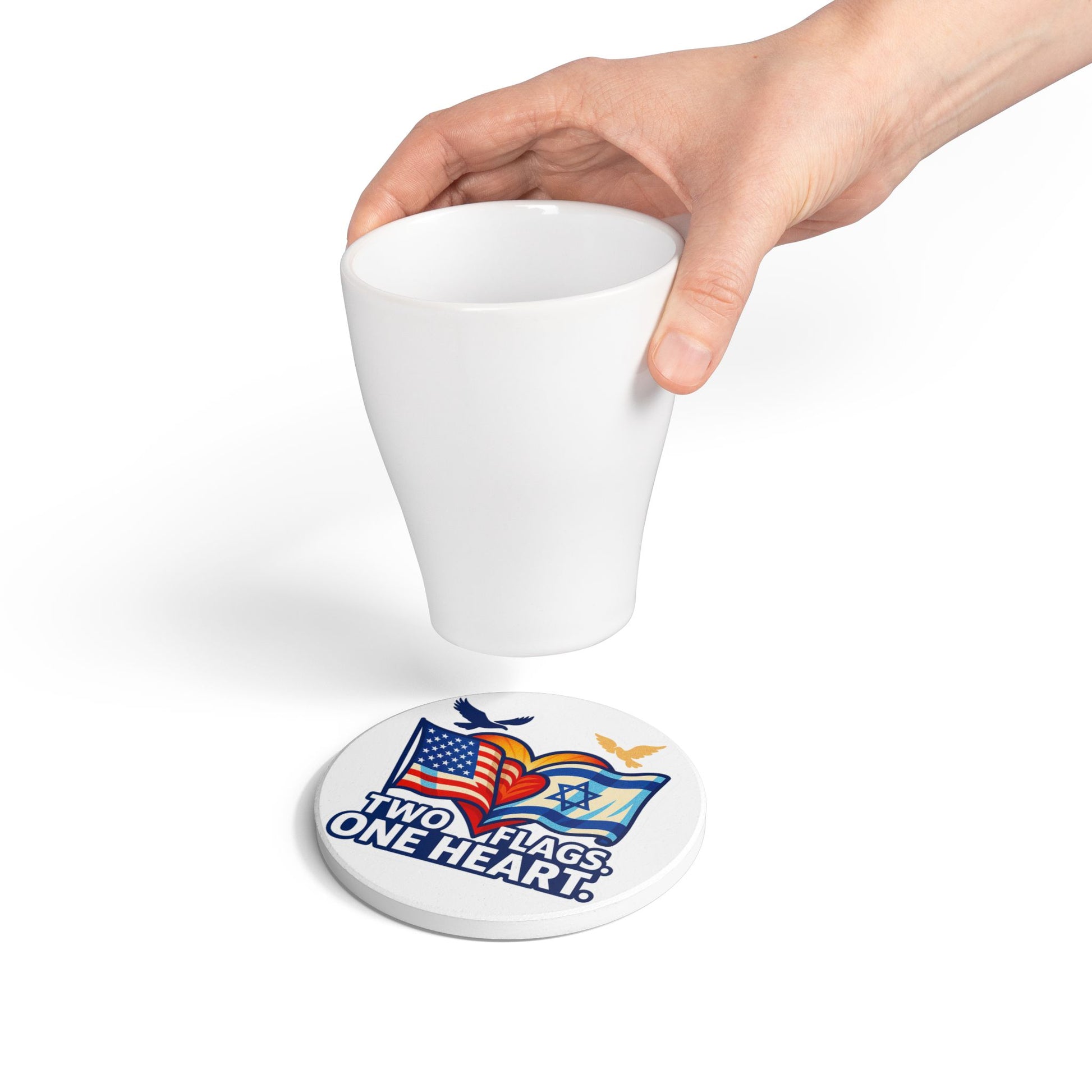 Two Flags. One Heart Ceramic Coaster