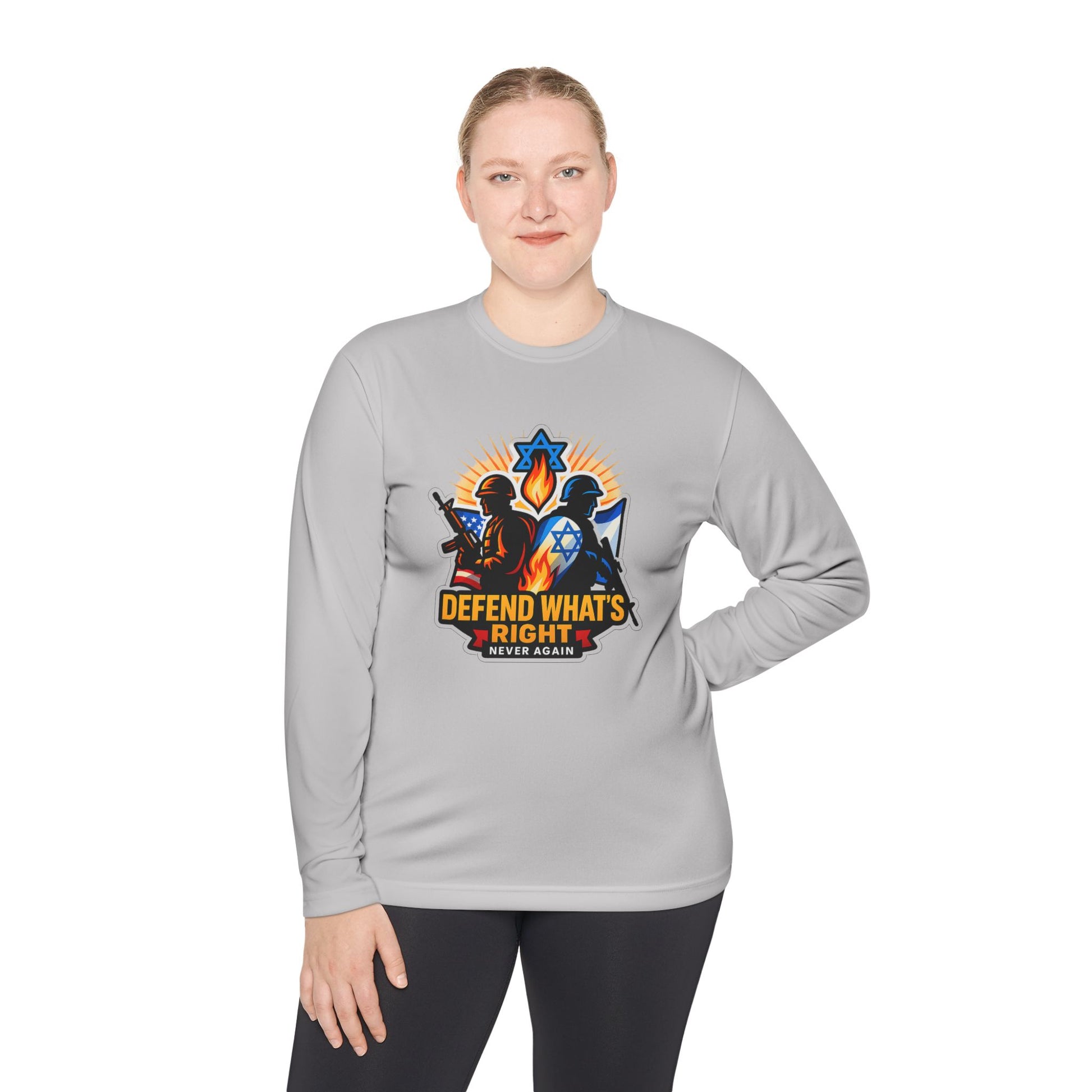 Defend What's Right Unisex Lightweight Long Sleeve Tee - American Zionist