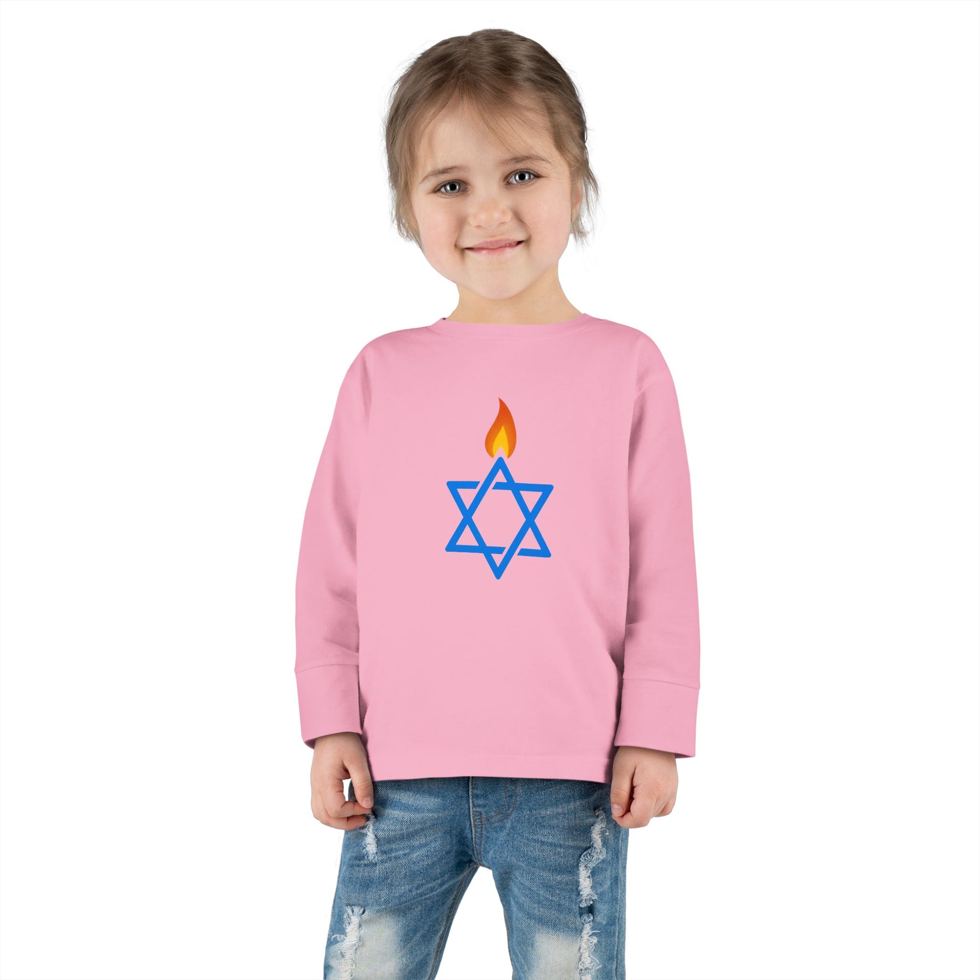 Fire Stars Of David Toddler Long Sleeve Tee - American Zionist