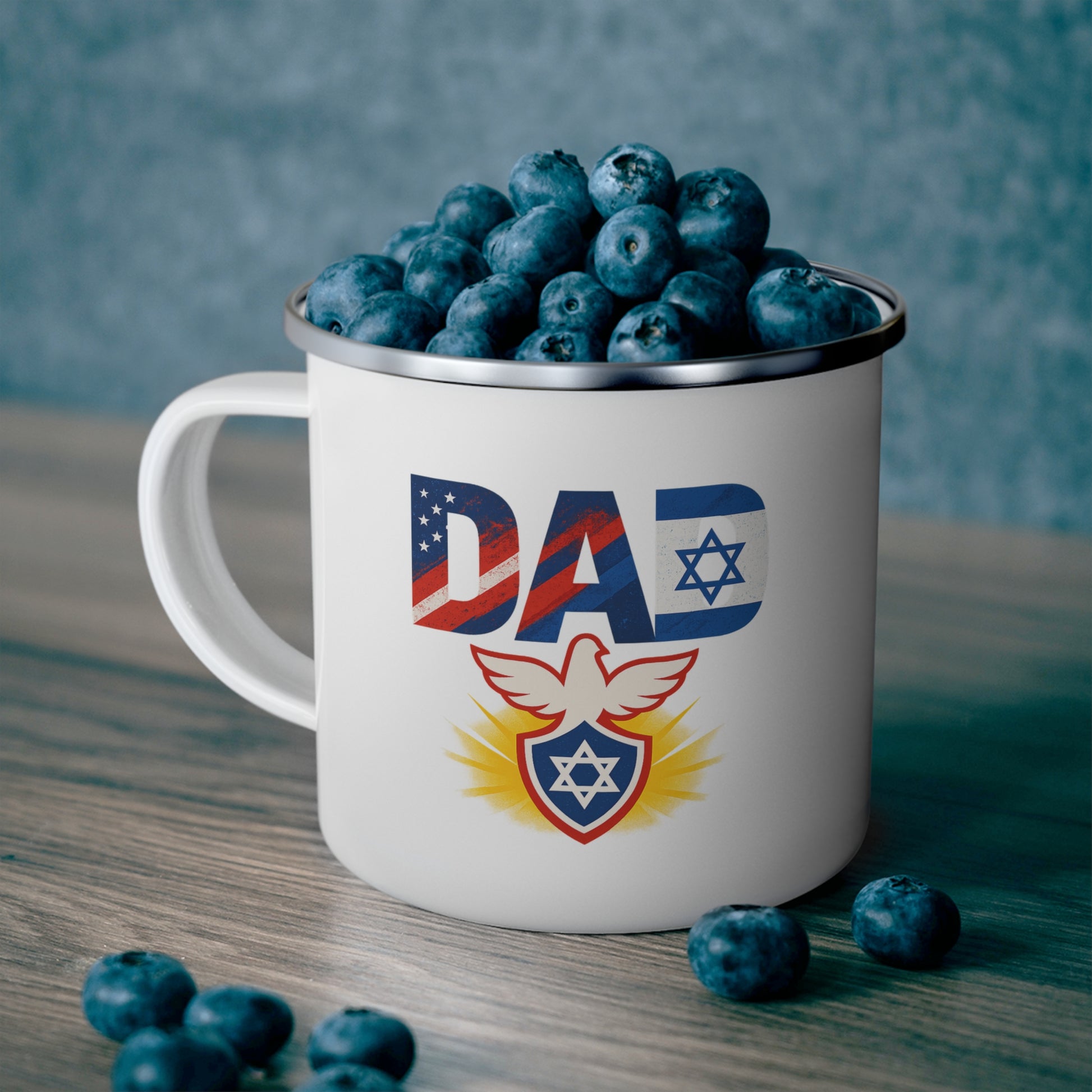 Patriotic Dad Enamel Camping Mug - American Zionist