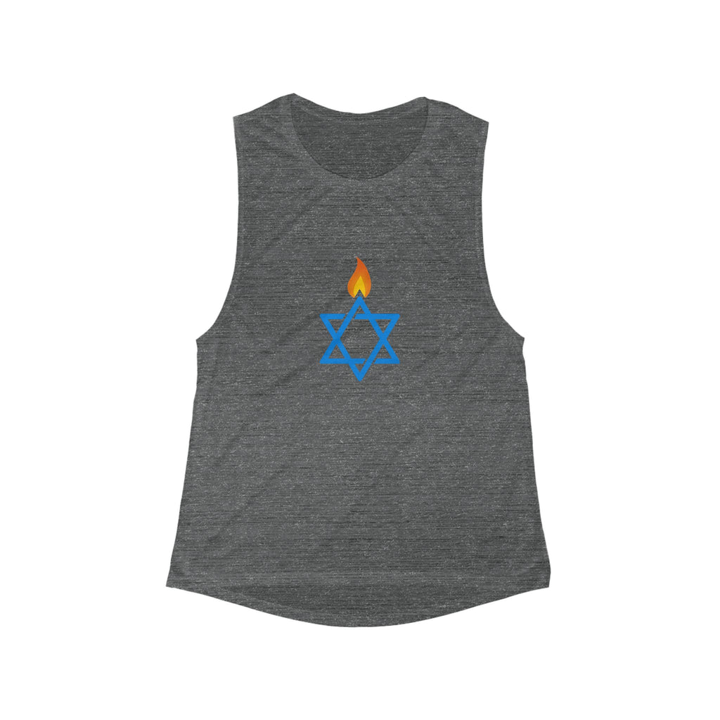 Fire Stars Of David Women's Flowy Scoop Muscle Tank - American Zionist