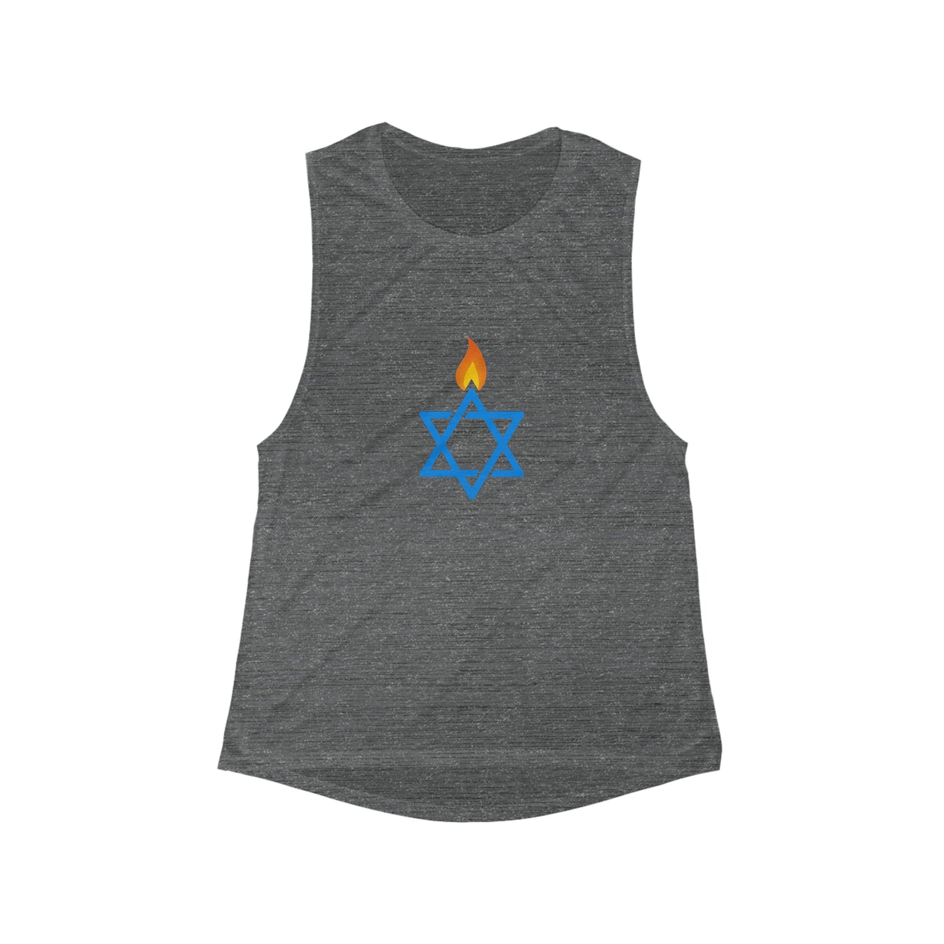 Fire Stars Of David Women's Flowy Scoop Muscle Tank - American Zionist