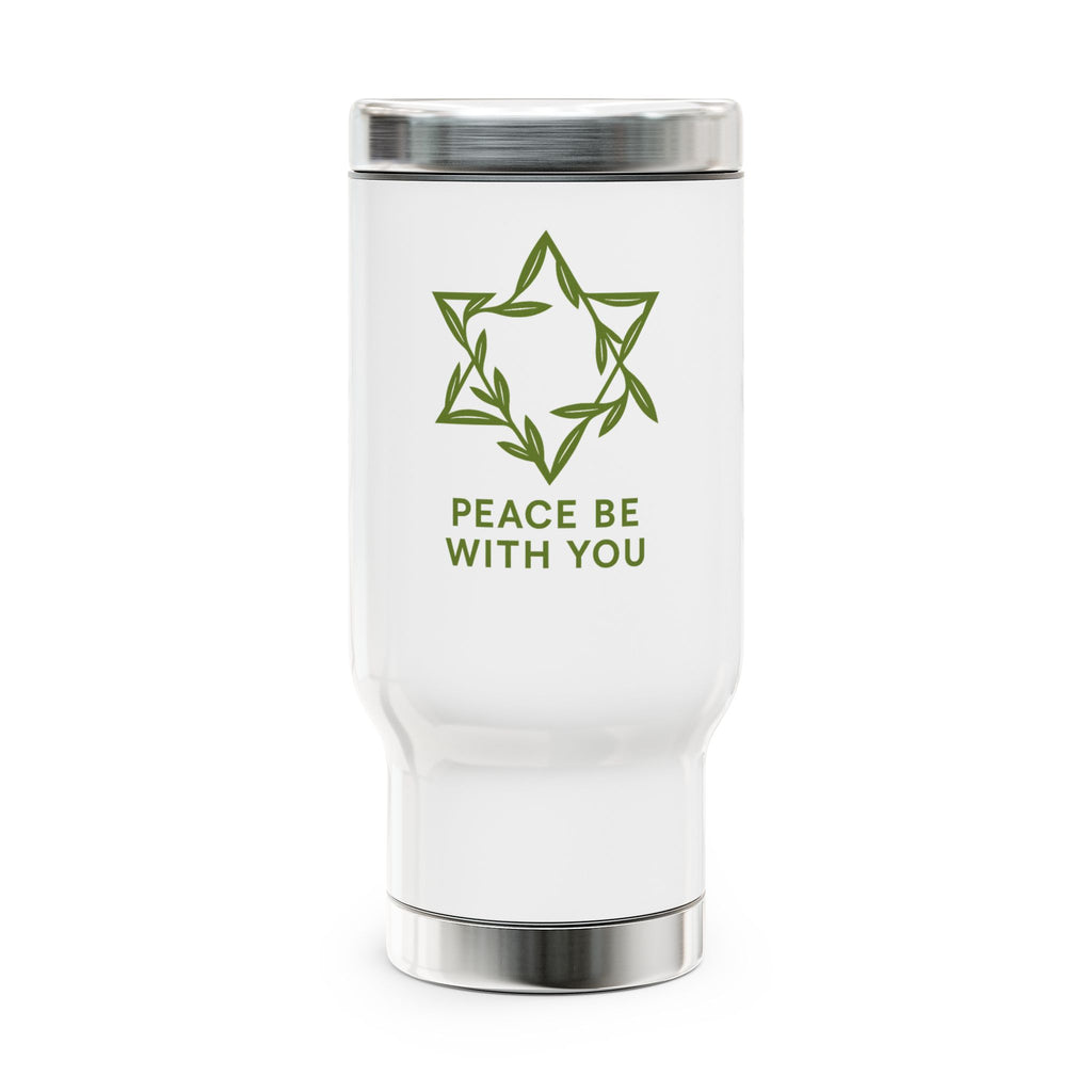 Peacewoven Star Stainless Steel Travel Mug with Handle, 14oz - American Zionist
