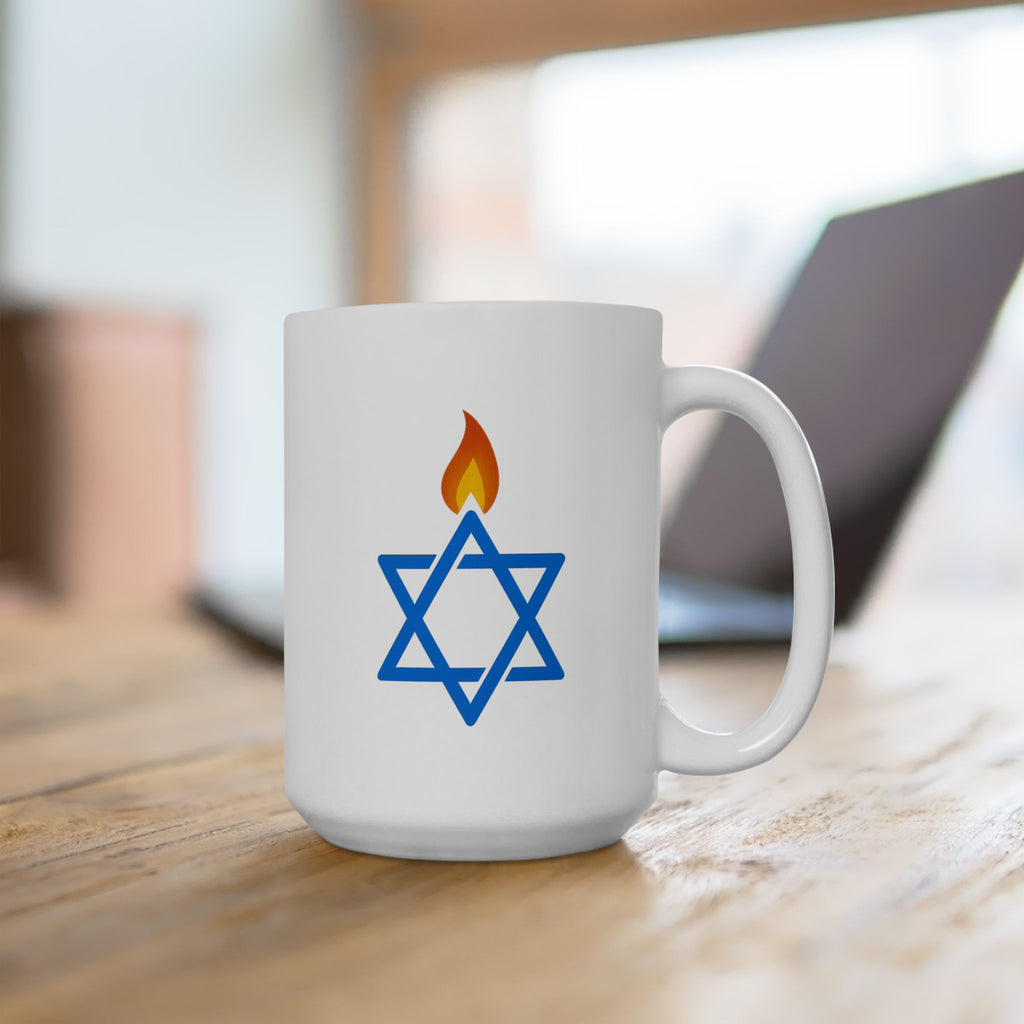 Fire Stars Of David Ceramic Mug, (11oz, 15oz) - American Zionist