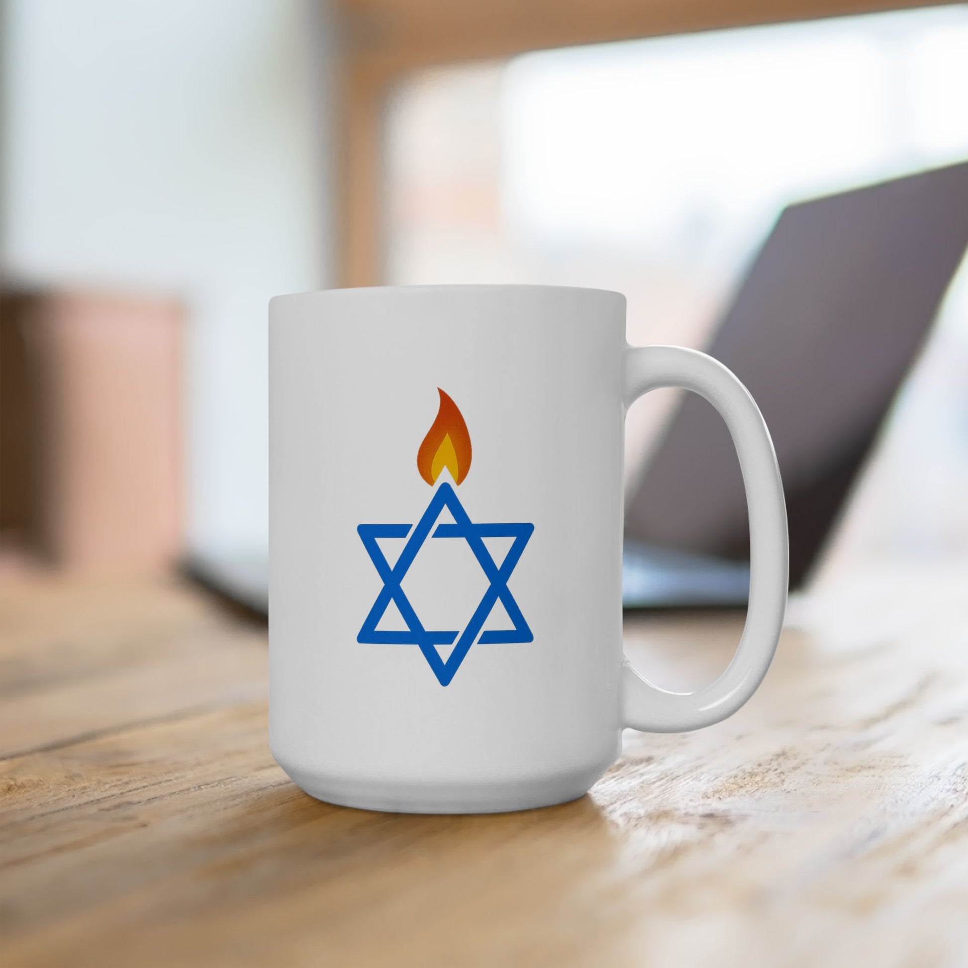 Fire Stars Of David Ceramic Mug, (11oz, 15oz) - American Zionist