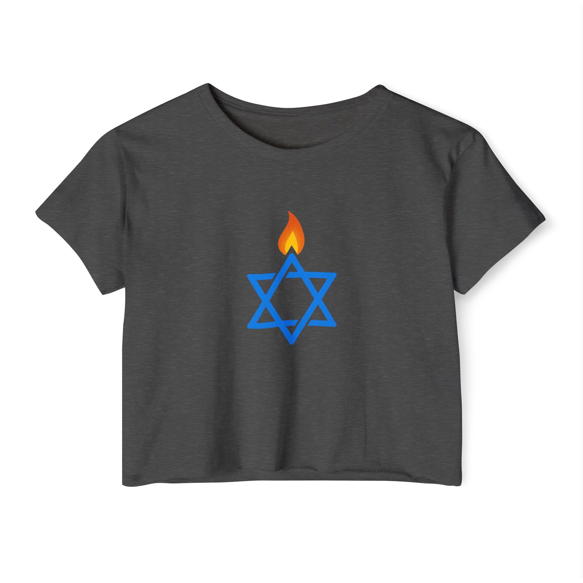 Fire Stars Of David Women's Festival Crop Top - American Zionist