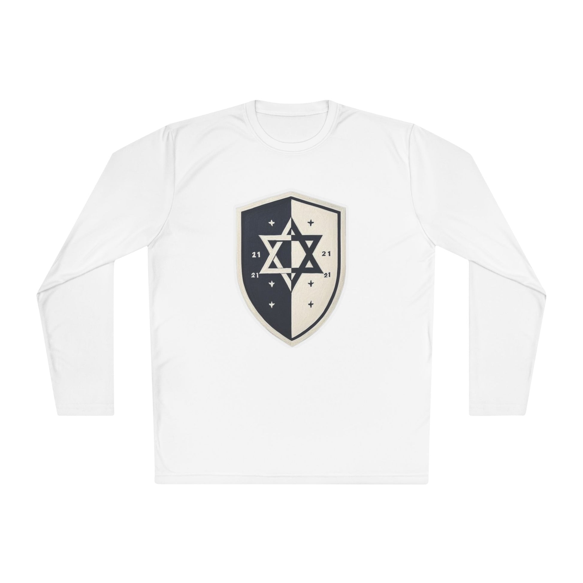 Black and White Shield Unisex Lightweight Long Sleeve Tee - American Zionist