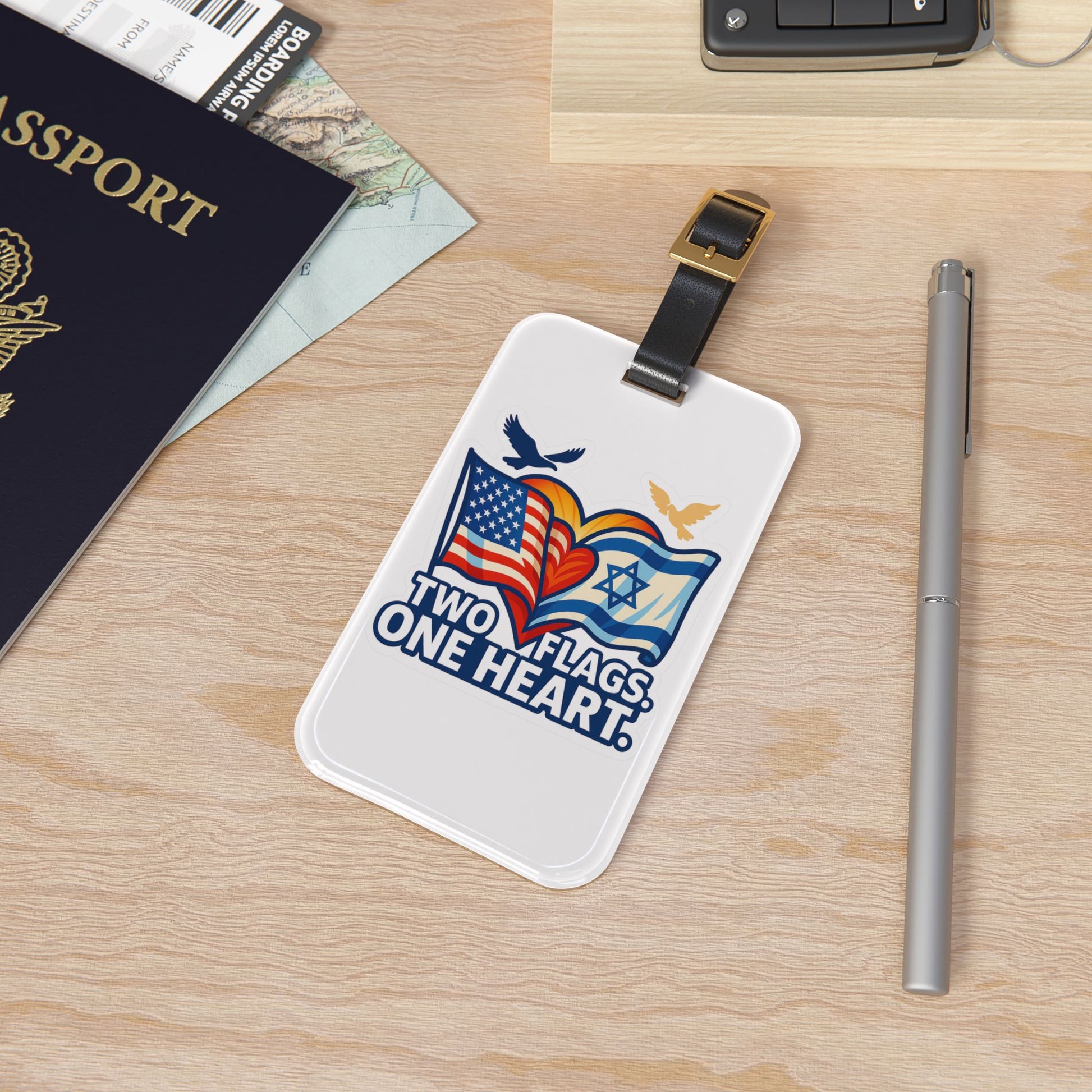 Two Flags. One Heart Luggage Tag - American Zionist