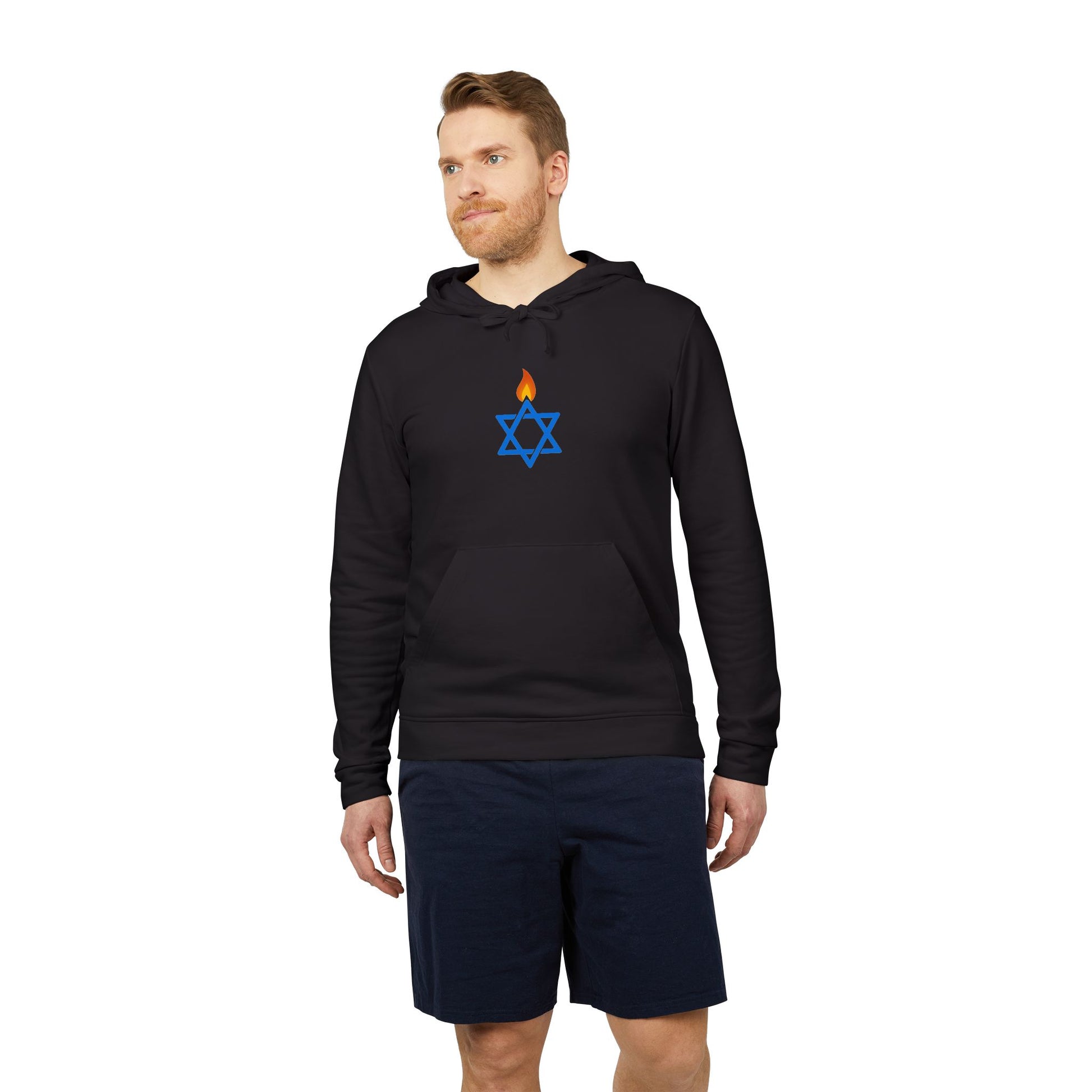 Fire Stars Of David Adidas Unisex Fleece Hoodie - American Zionist