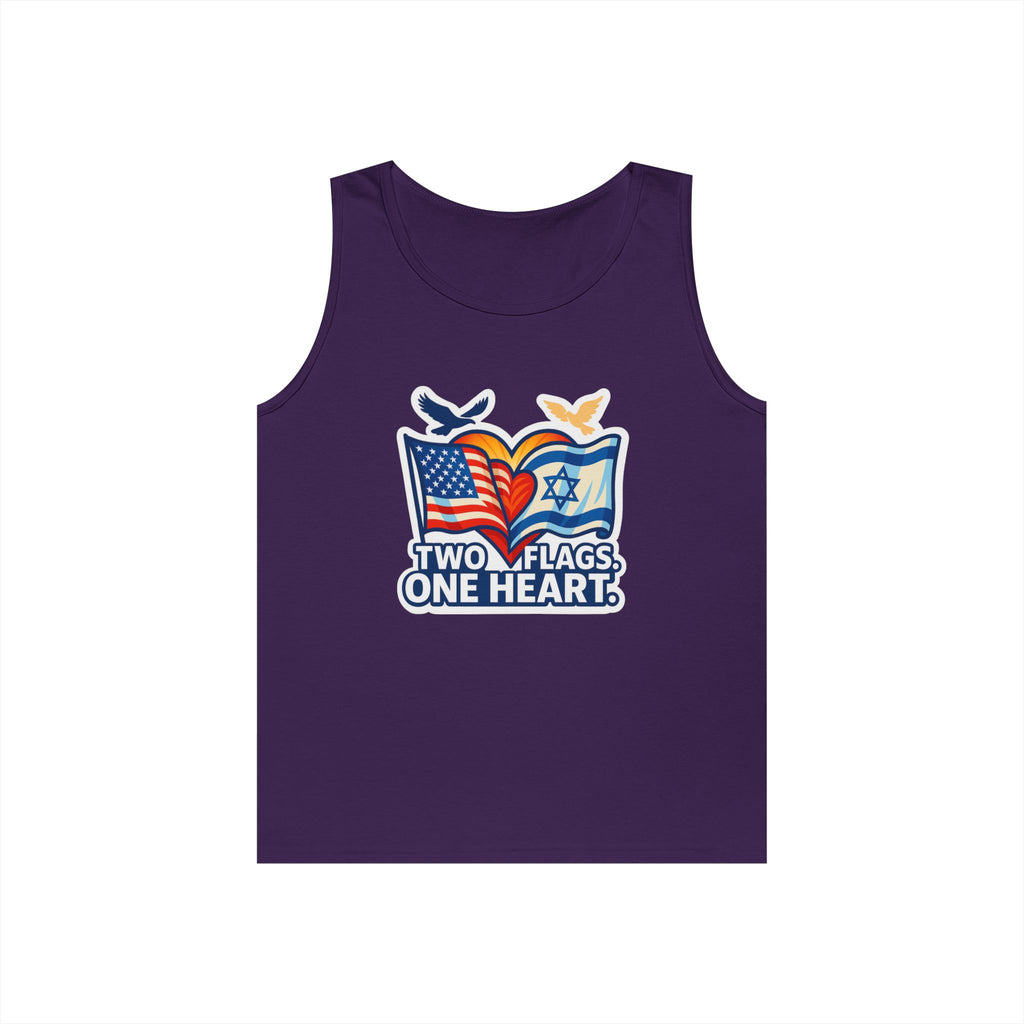 Two Flags. One Heart Unisex Heavy Cotton Tank Top - American Zionist