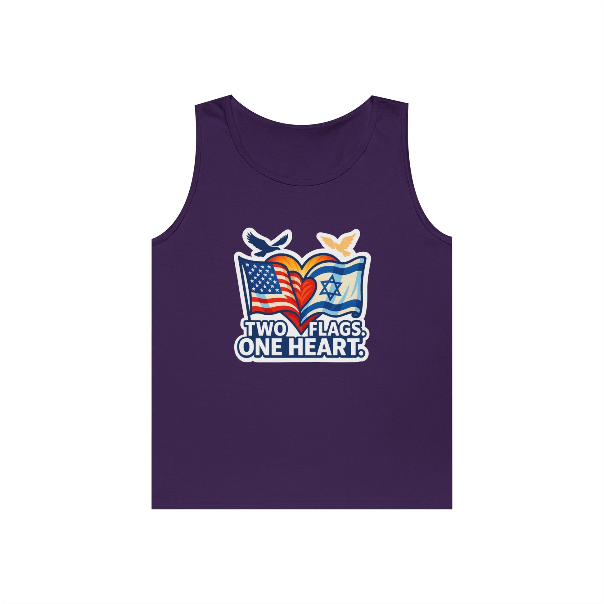 Two Flags. One Heart Unisex Heavy Cotton Tank Top - American Zionist