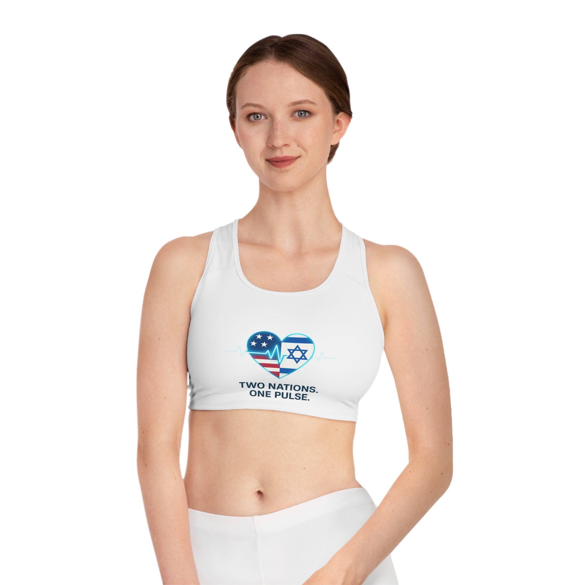 Two Nations One Pulse Sports Bra (AOP) - American Zionist