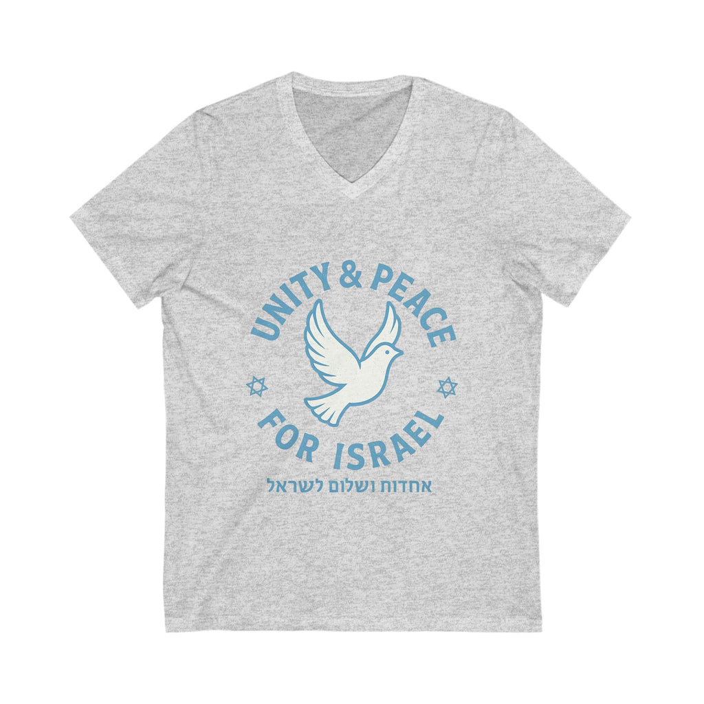 Unity Peace For Israel Unisex Jersey Short Sleeve V - Neck Tee - American Zionist