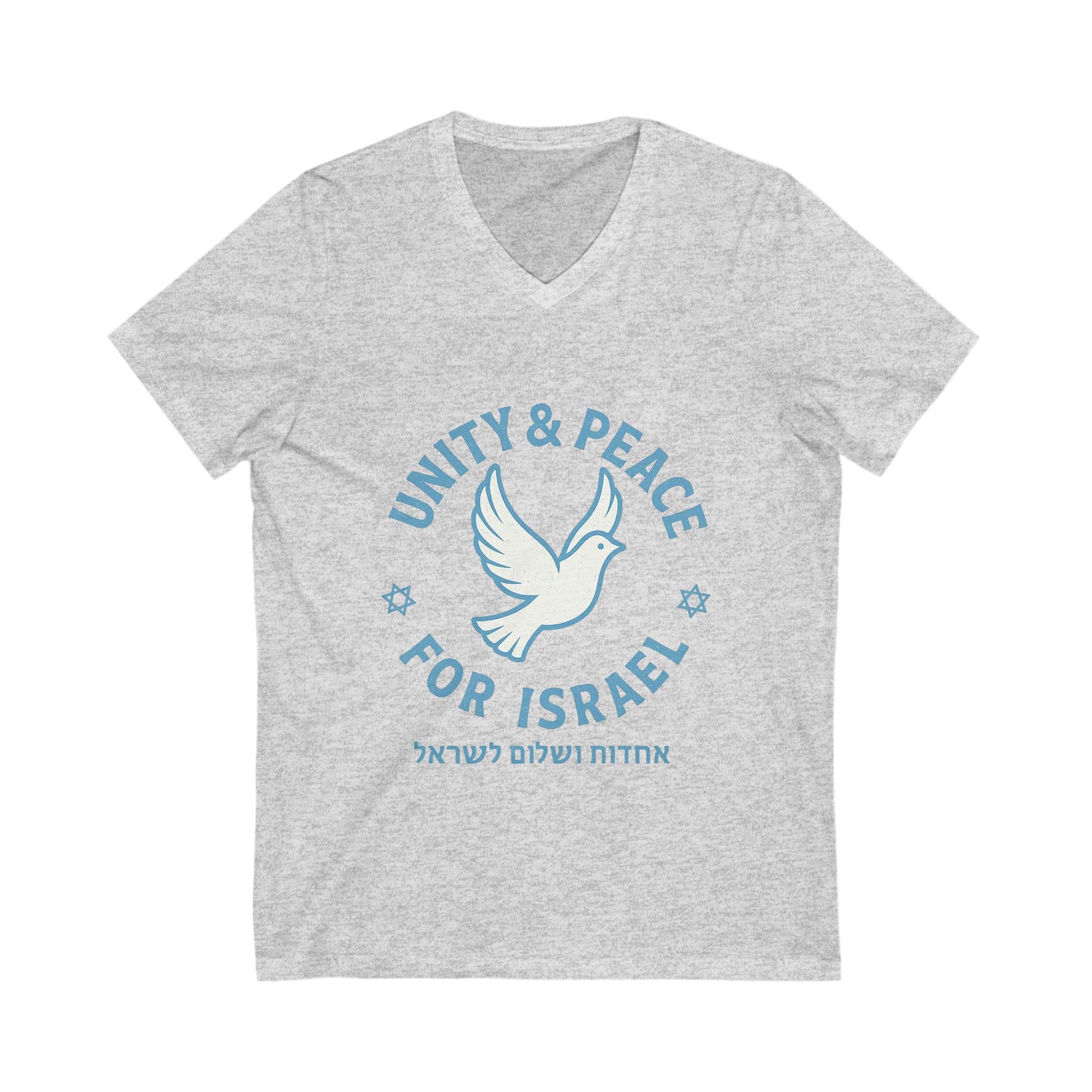 Unity Peace For Israel Unisex Jersey Short Sleeve V - Neck Tee - American Zionist