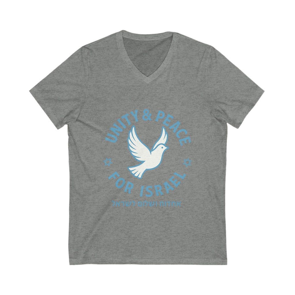 Unity Peace For Israel Unisex Jersey Short Sleeve V - Neck Tee - American Zionist