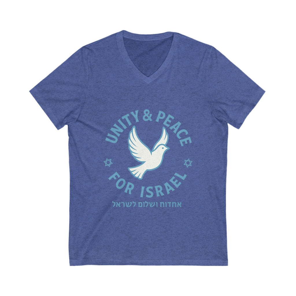 Unity Peace For Israel Unisex Jersey Short Sleeve V - Neck Tee - American Zionist
