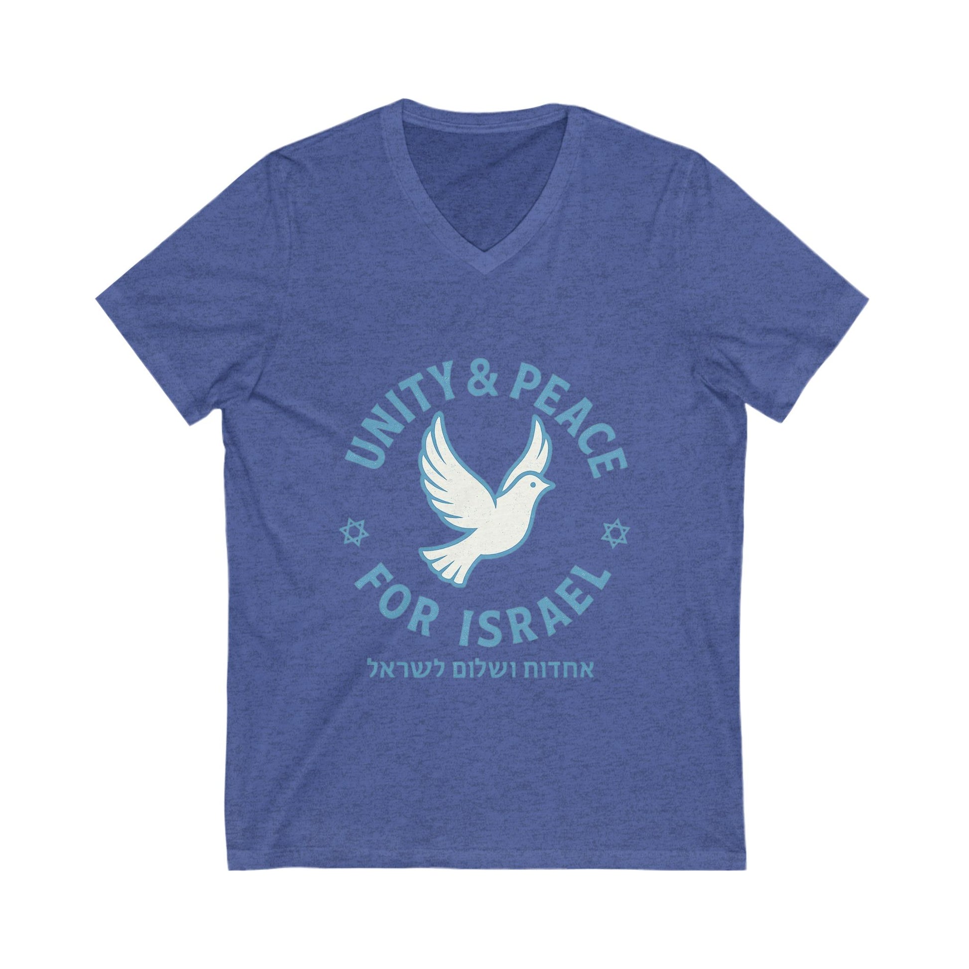 Unity Peace For Israel Unisex Jersey Short Sleeve V - Neck Tee - American Zionist
